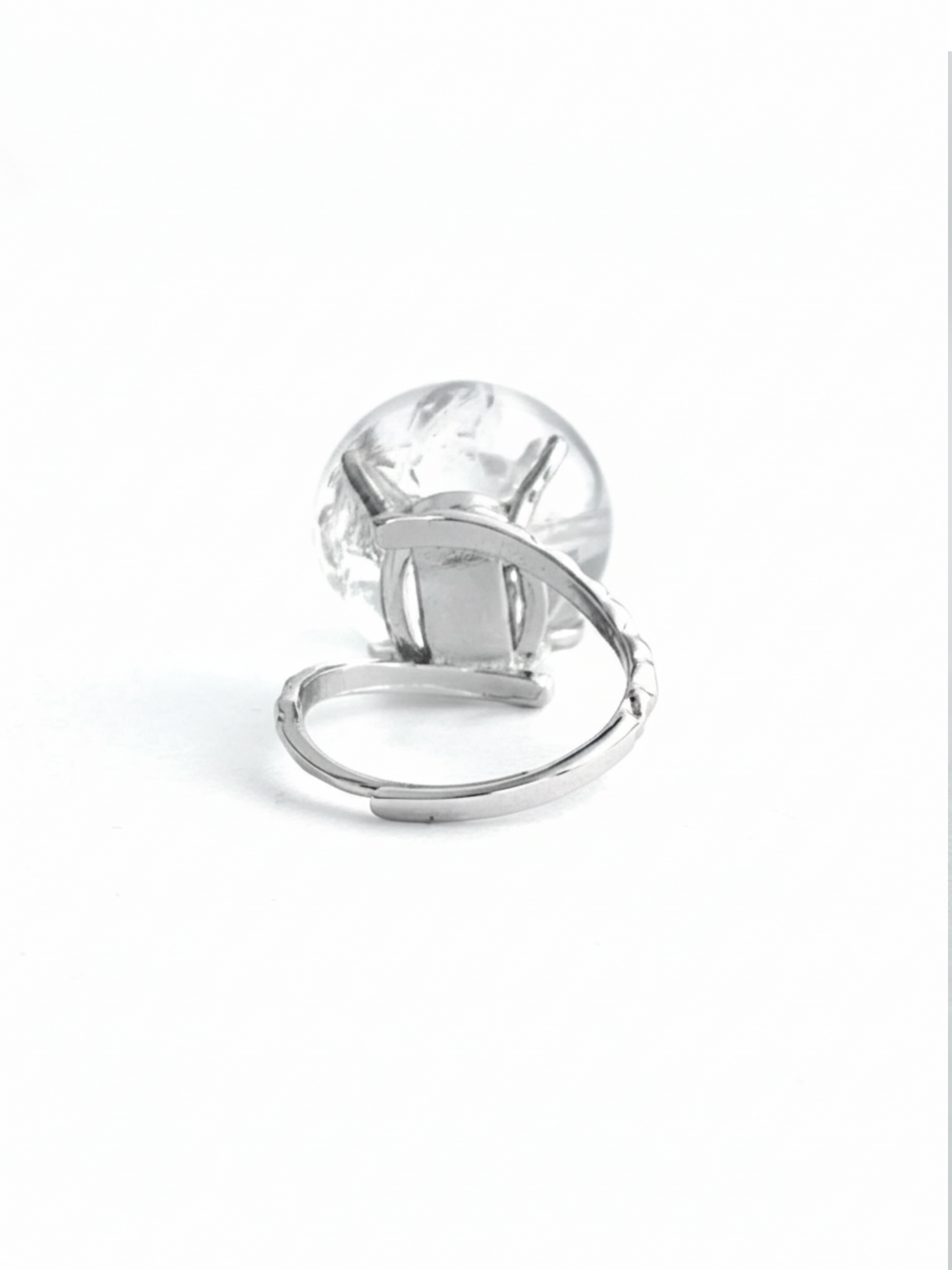 Back view of adjustable Rainbow Quartz Sphere ring
