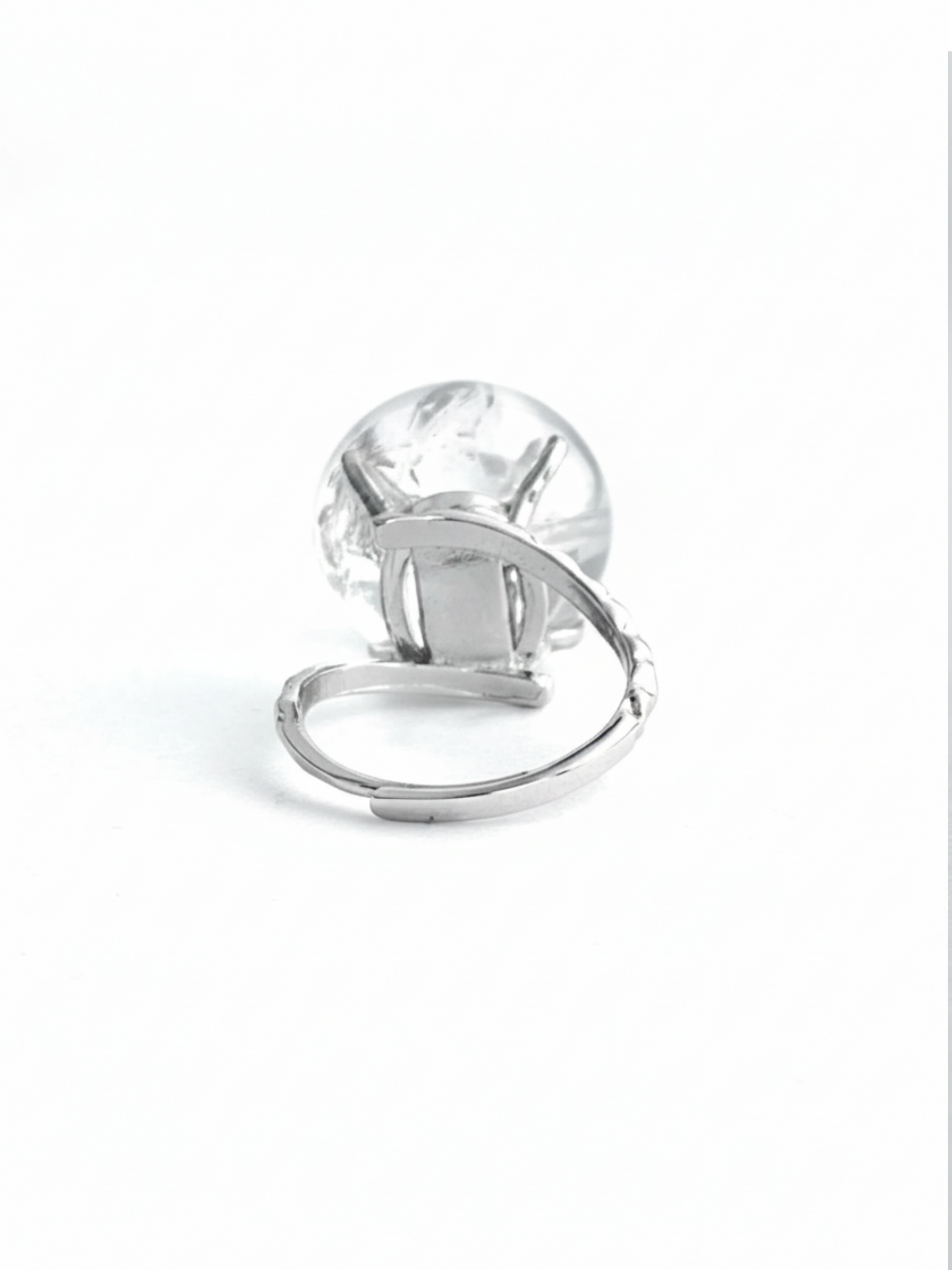 Back view of adjustable Rainbow Quartz Sphere ring