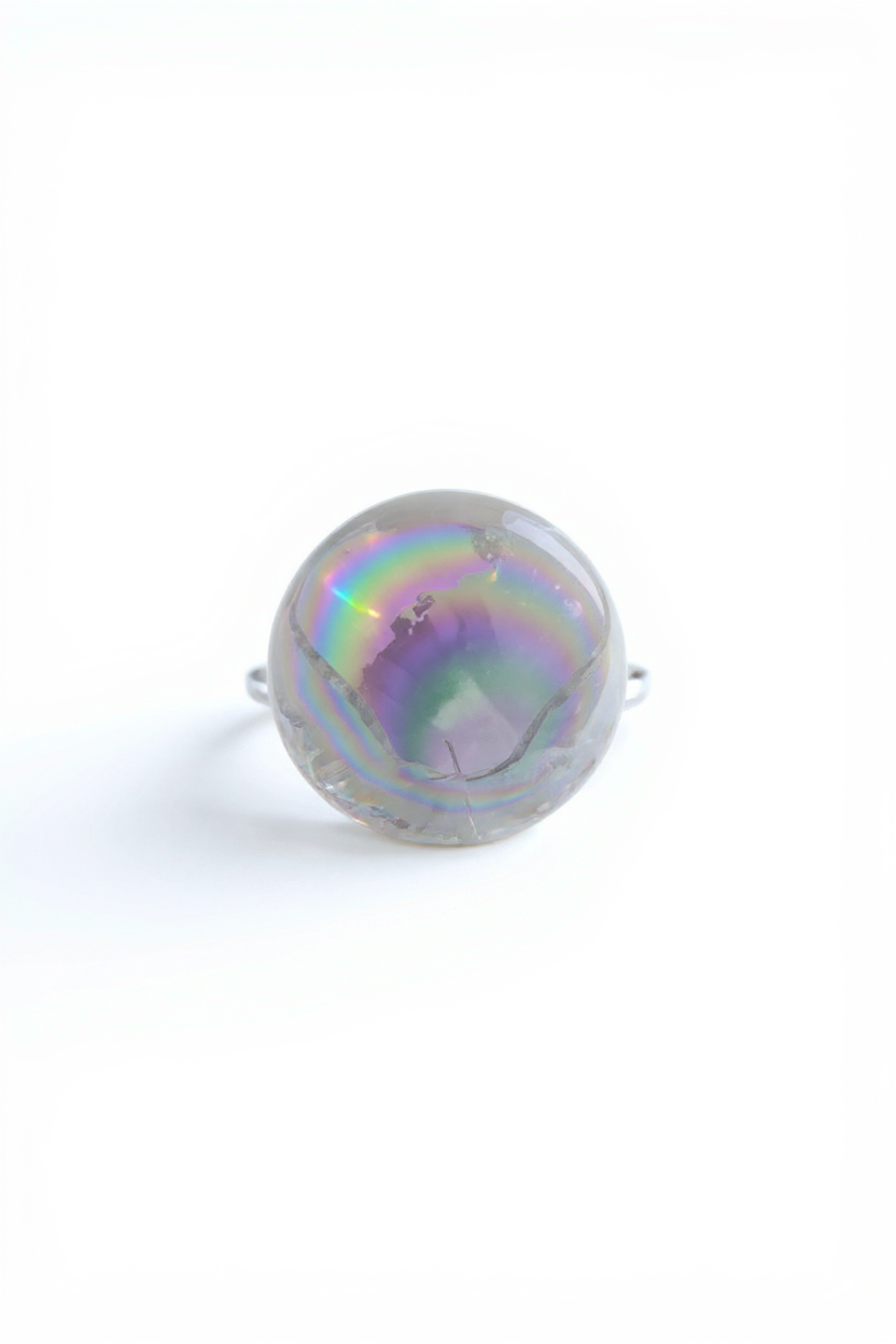 Rainbow Quartz Sphere ring front view