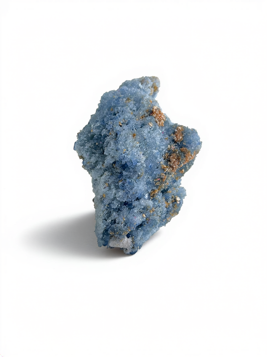 Raw Blue Sapphire Crystal Cluster Ring front view with natural blue mineral texture