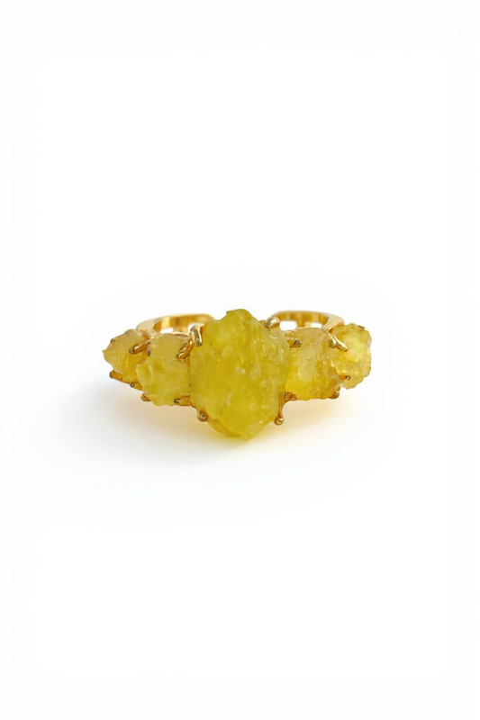 raw brucite ring natural yellow crystal jewelry pakistan