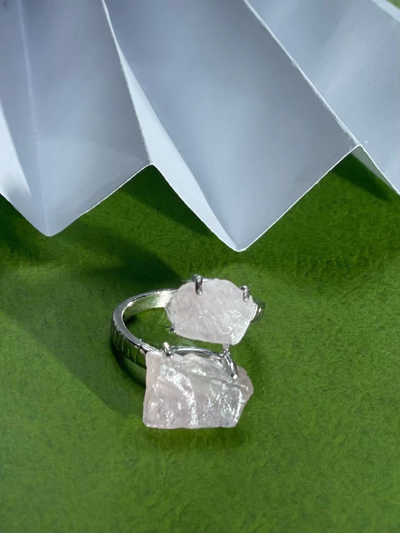 Dual Pink Calcite Rose Ring