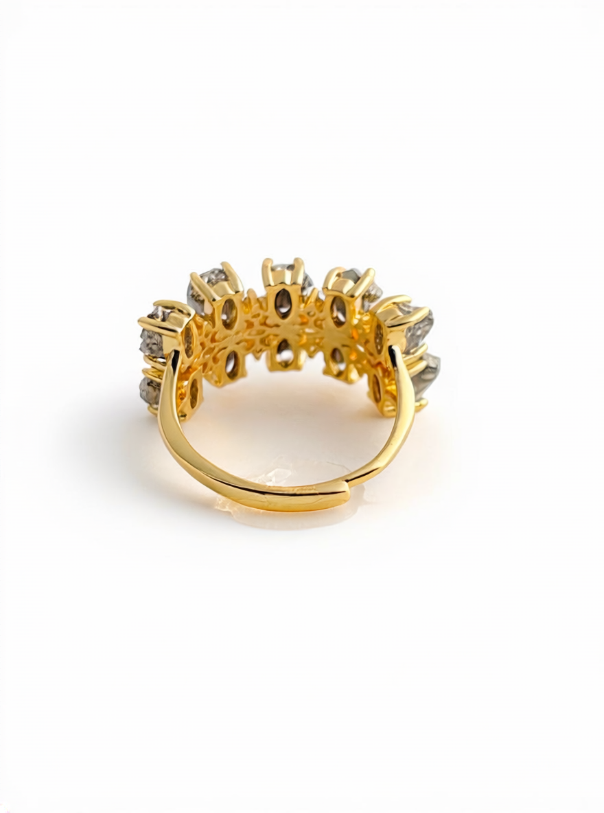 Raw Chalcopyrite Row Ring from Peru, back view