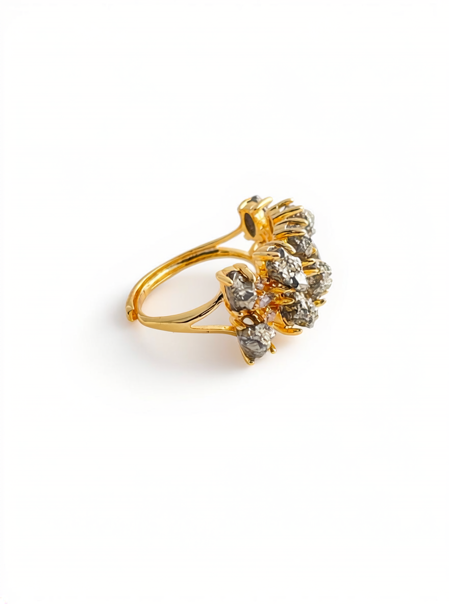 Raw Chalcopyrite Row Ring from Peru, side view