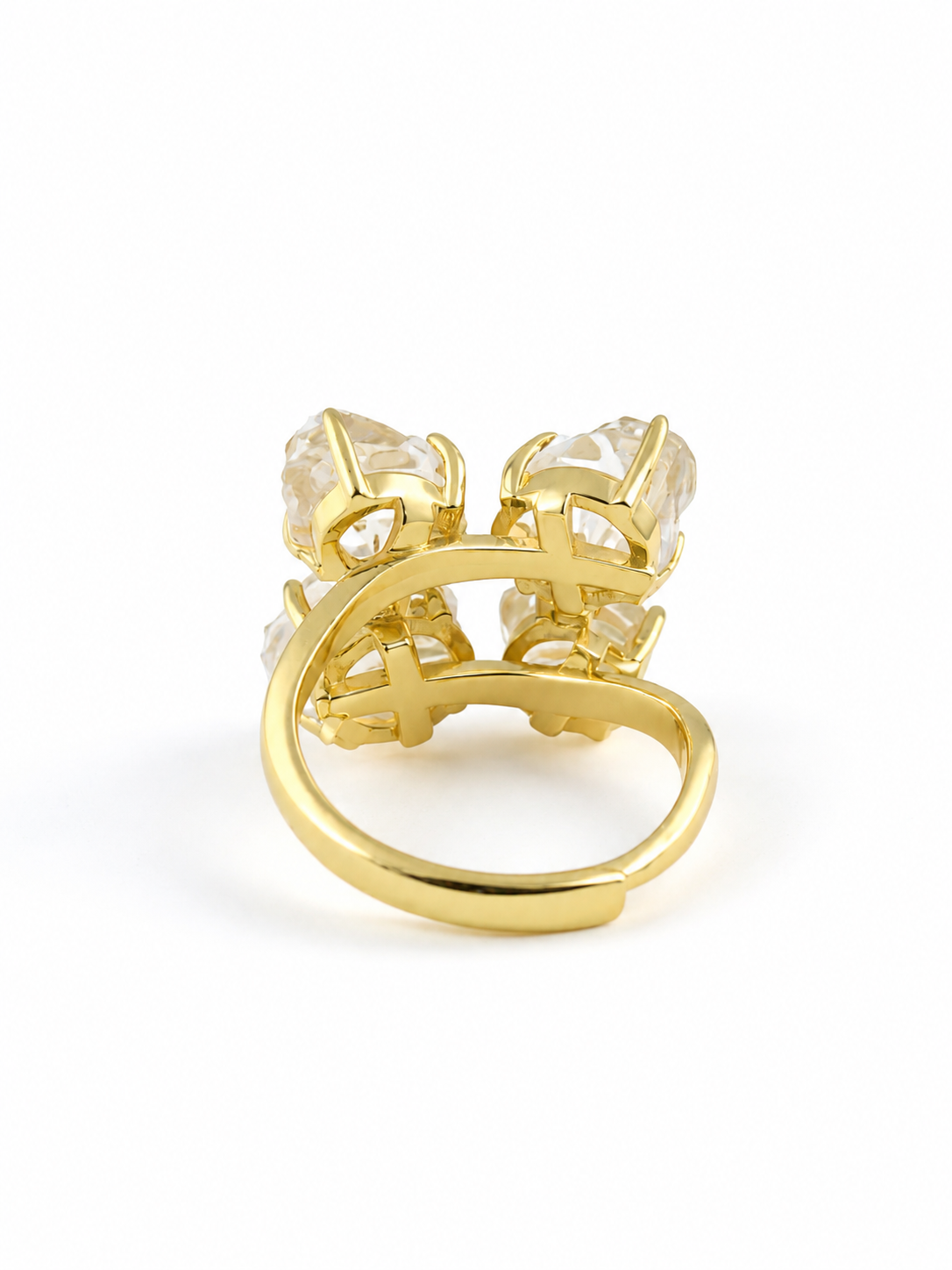 Back view of raw Brazilian Citrine crystal ring with adjustable open band