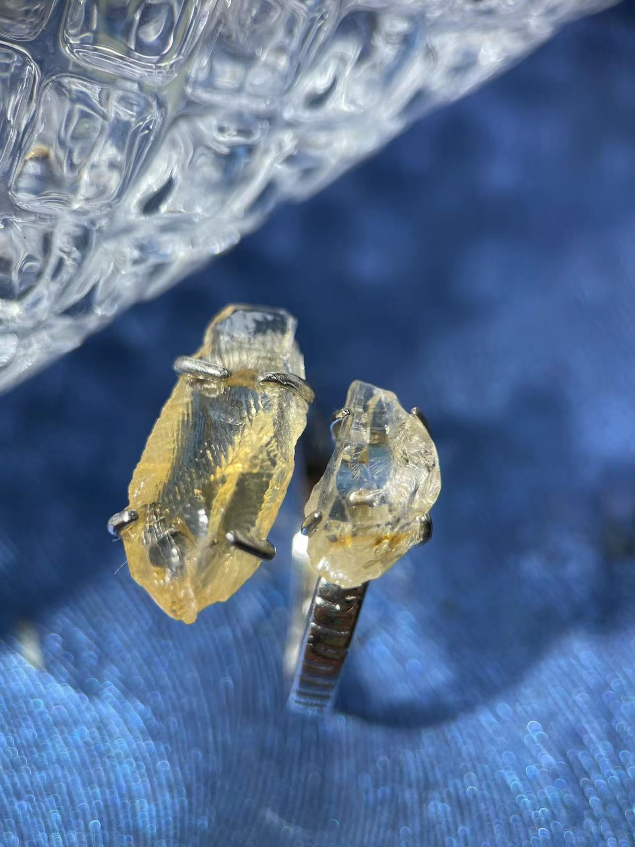 Double Flower Citrine Ring