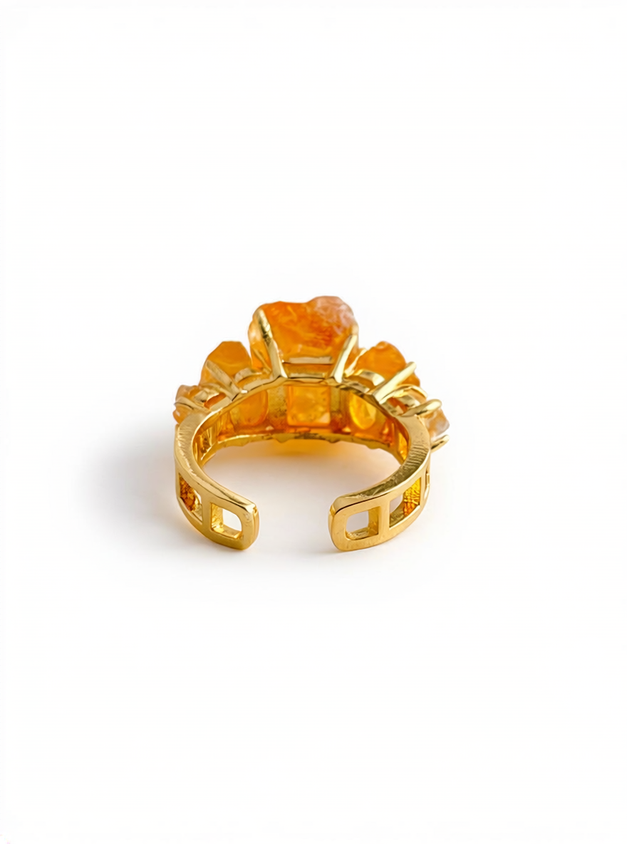 Raw citrine ring adjustable band back view
