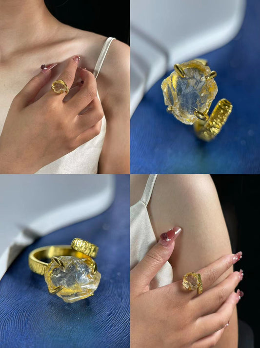 Golden Root – Raw Citrine Ring