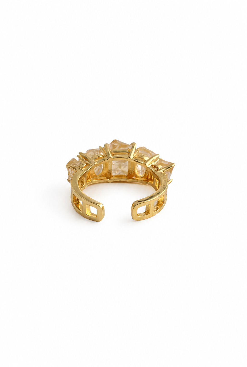 Back view of Raw Citrine row ring