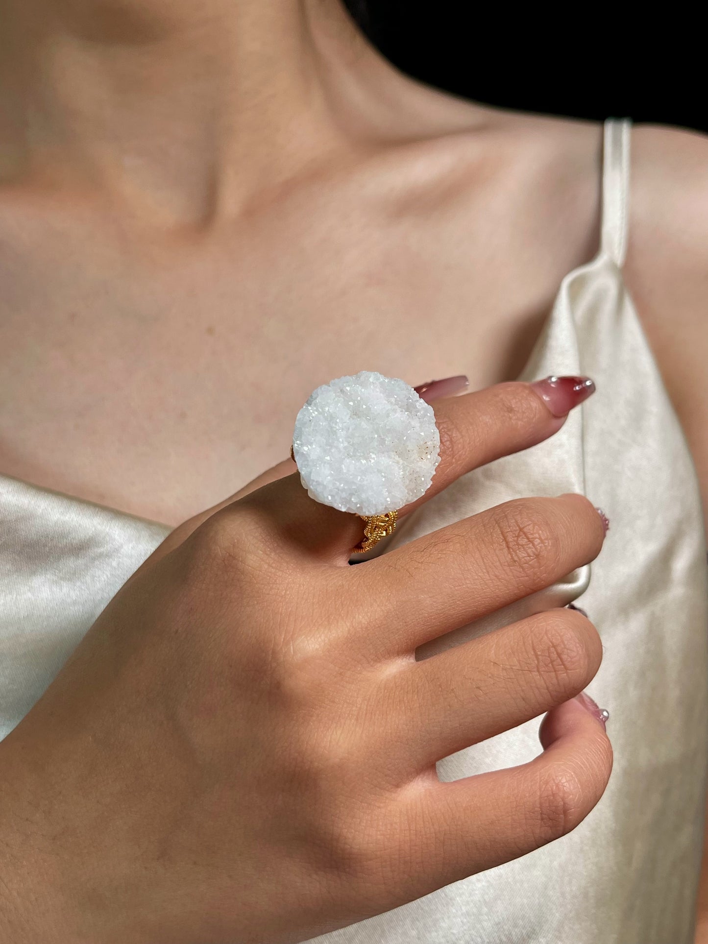 Clear Quartz Cluster Ring