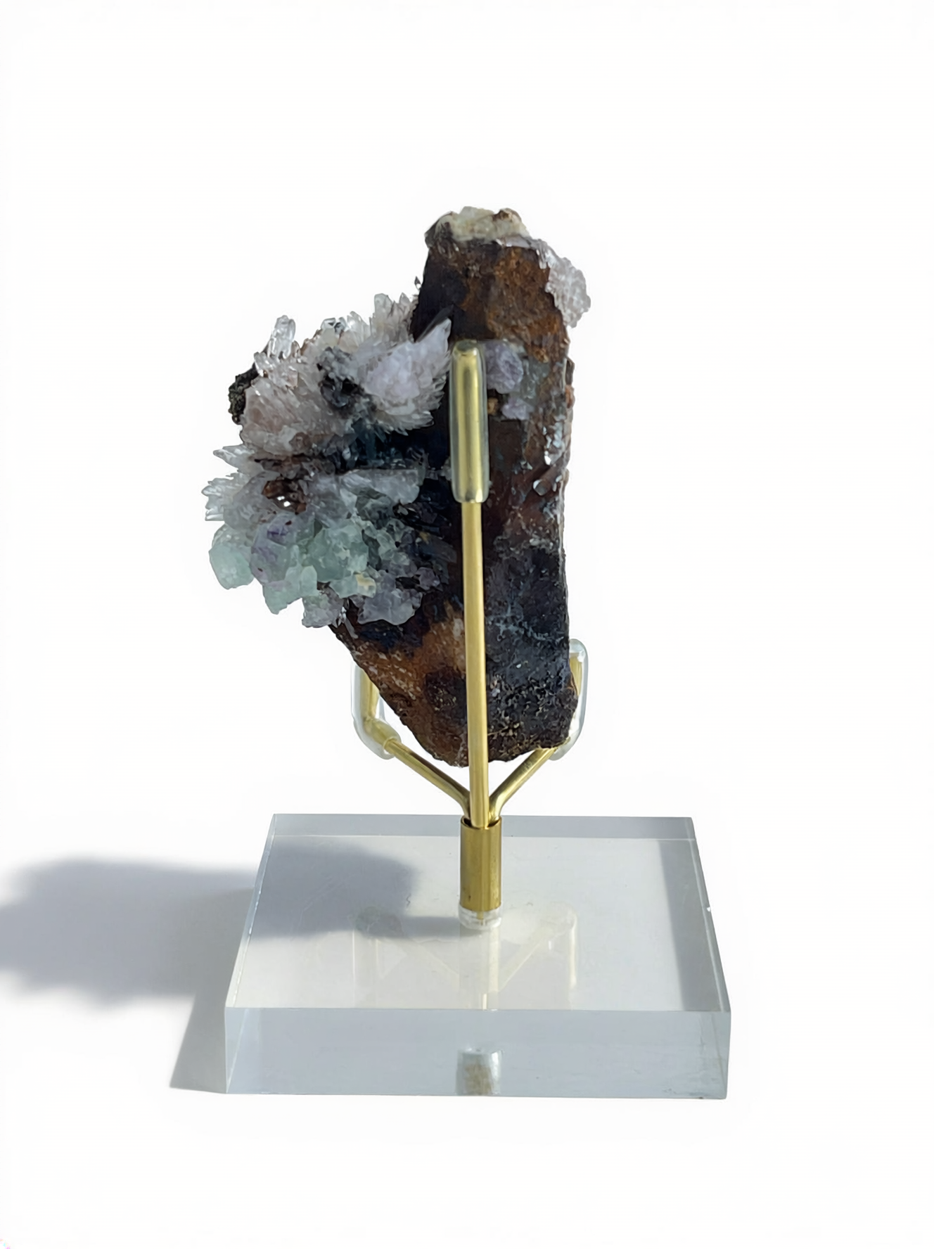 Back view of Raw Creedite mineral specimen showing natural host rock
