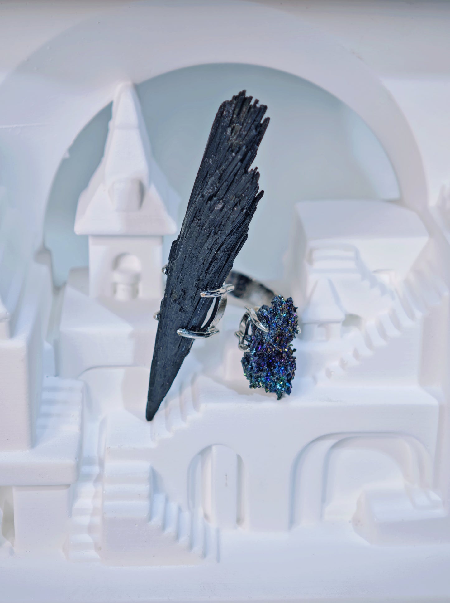 Black Tourmaline & Titanium Quartz Ring