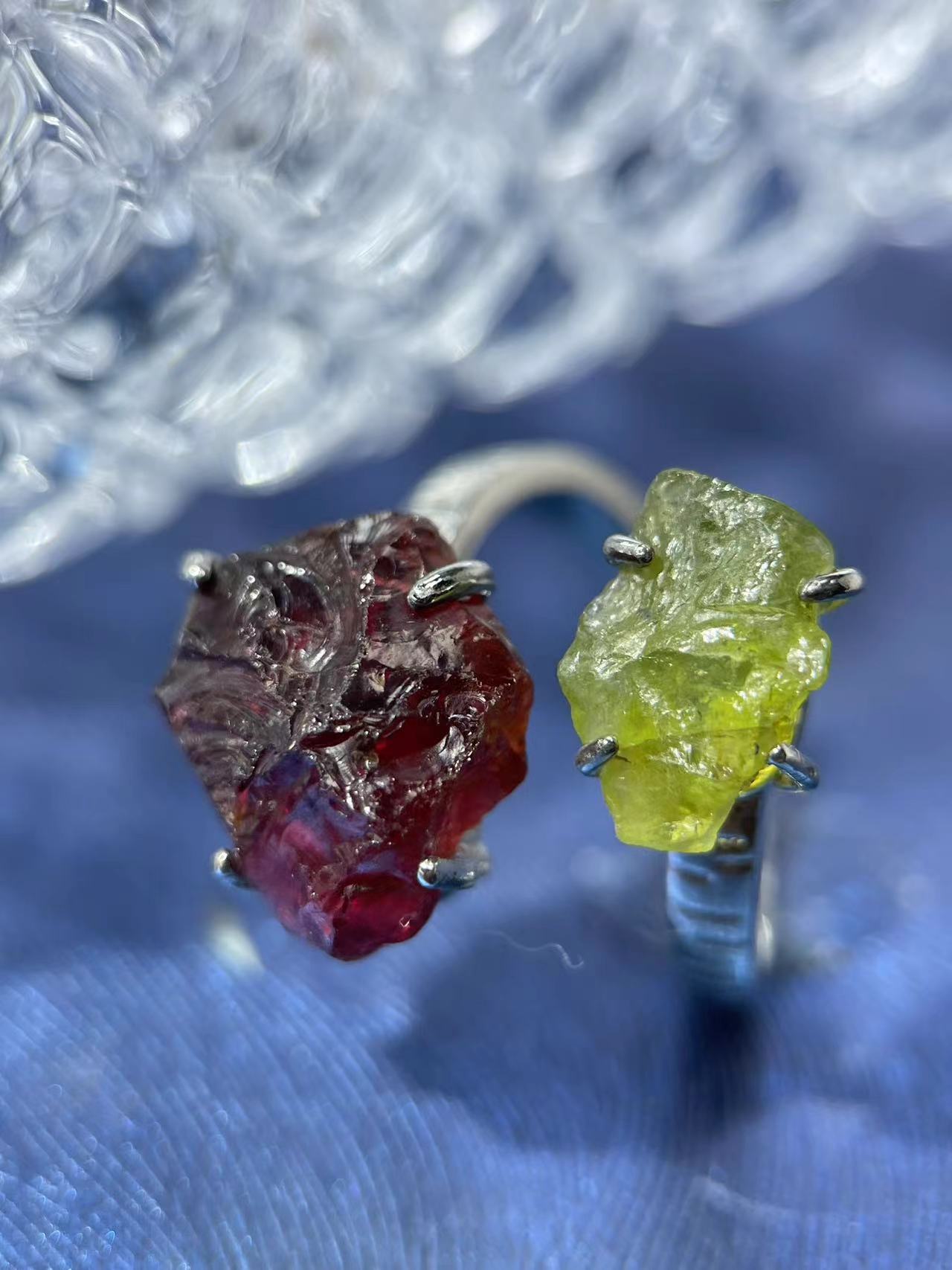 Garnet with Diopside Raw Ring