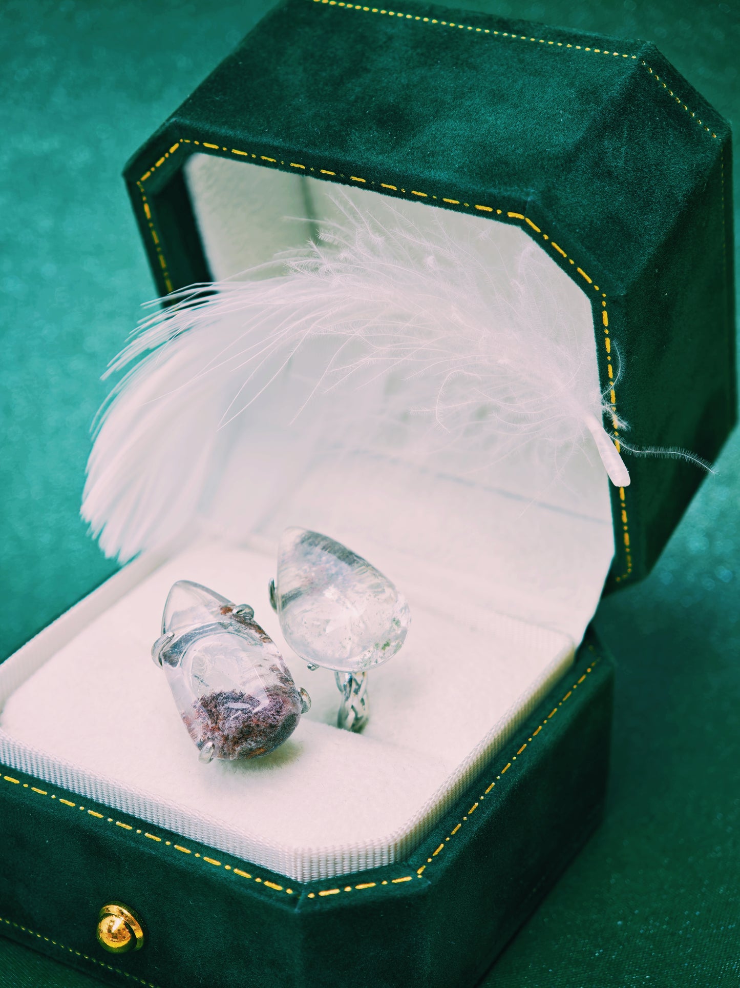 Phantom Quartz Double-Point Ring