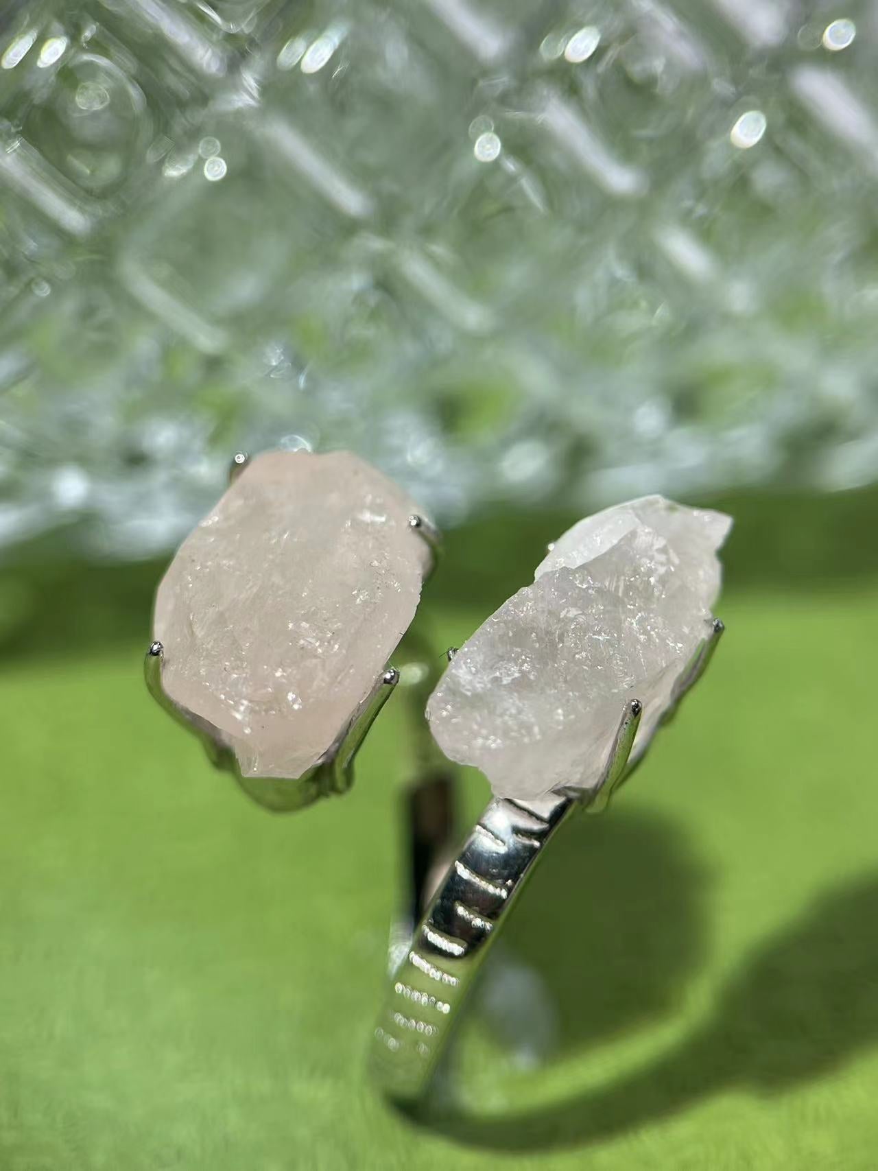 Dual Pink Calcite Rose Ring
