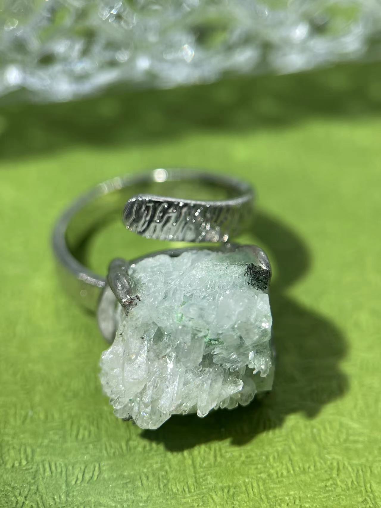 Green Strawberry Quartz Ring