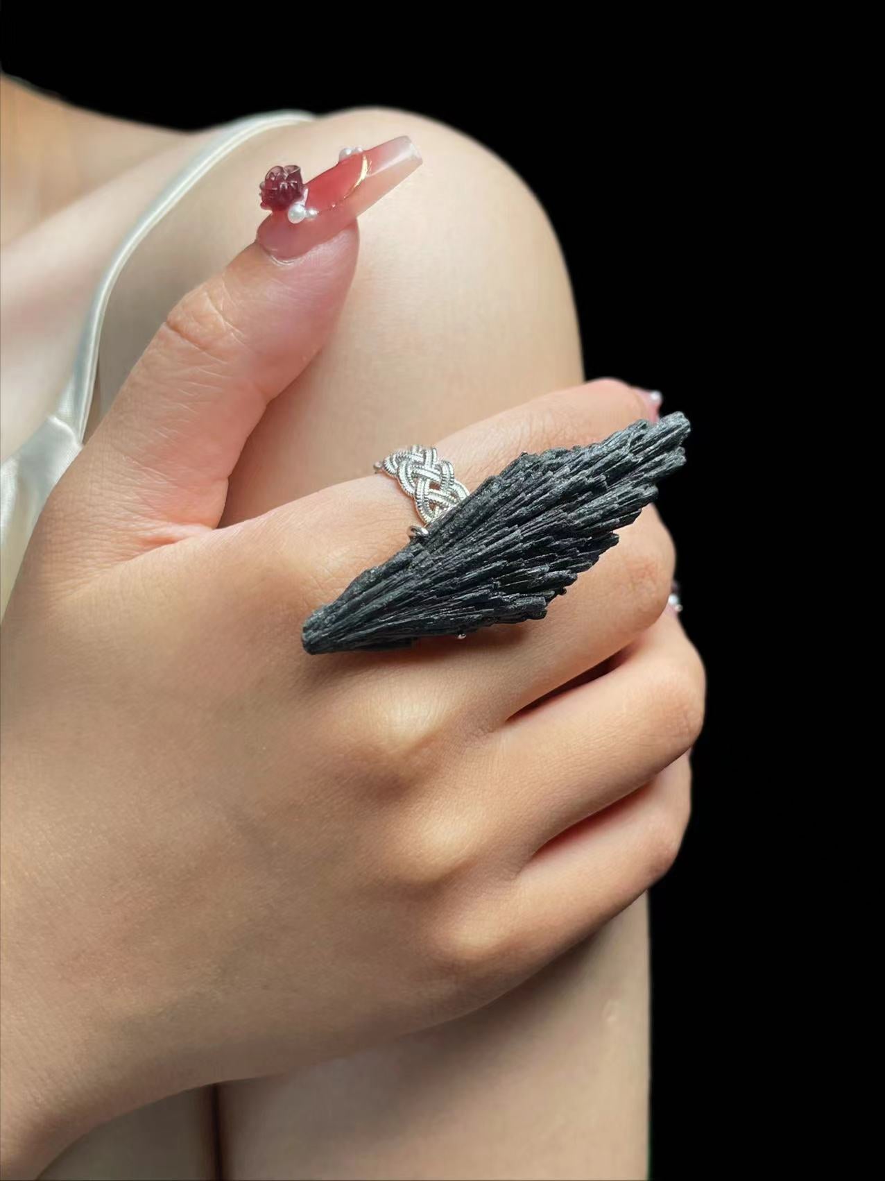 Black Tourmaline (Braided Band Variation) Ring