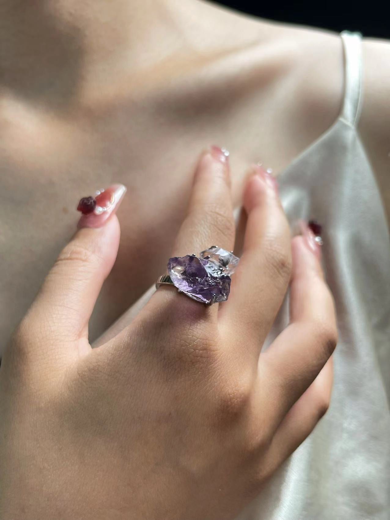 Double Amethyst ring