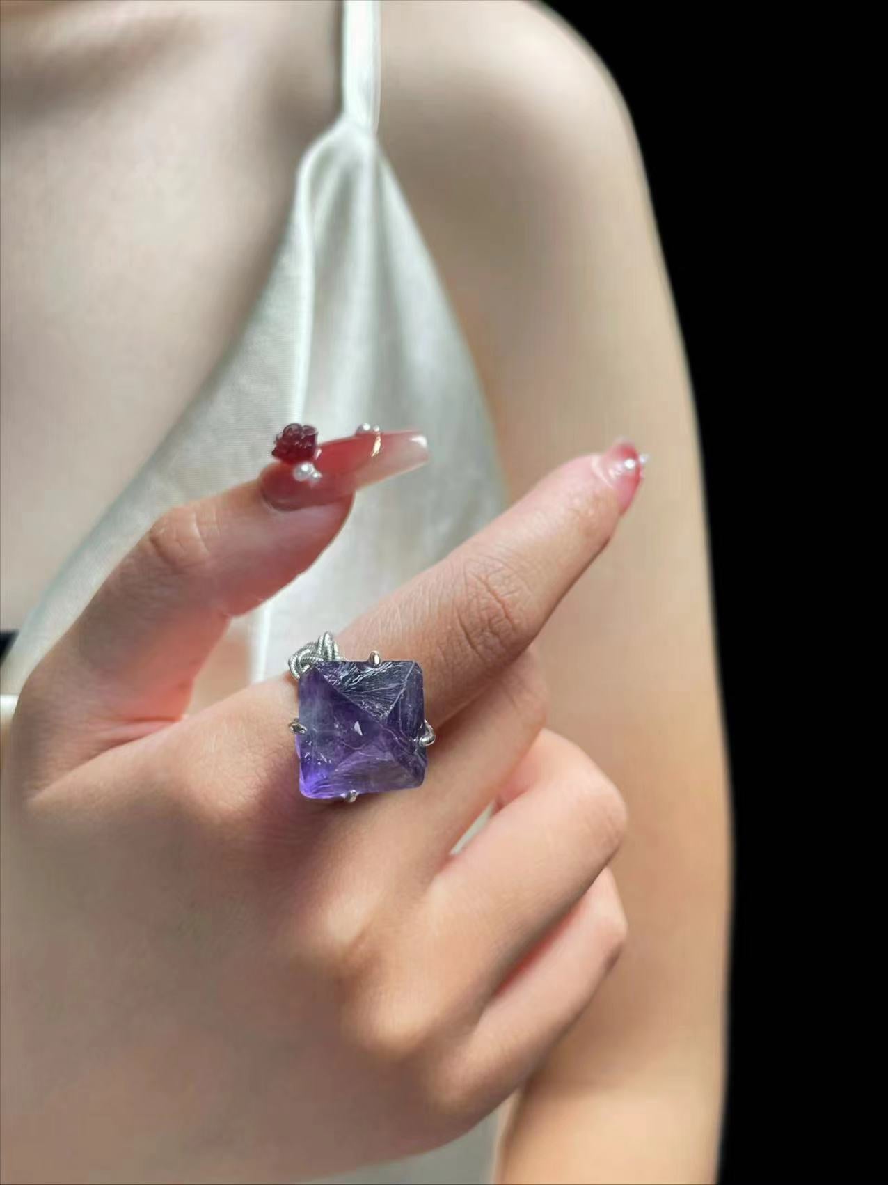 Purple Octahedral Fluorite Ring