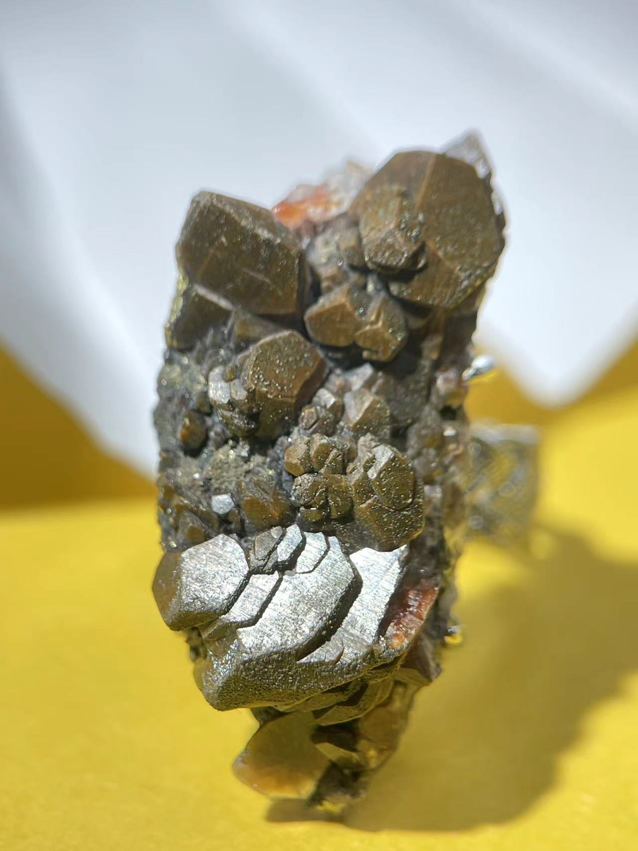 Calcite on Pyrite