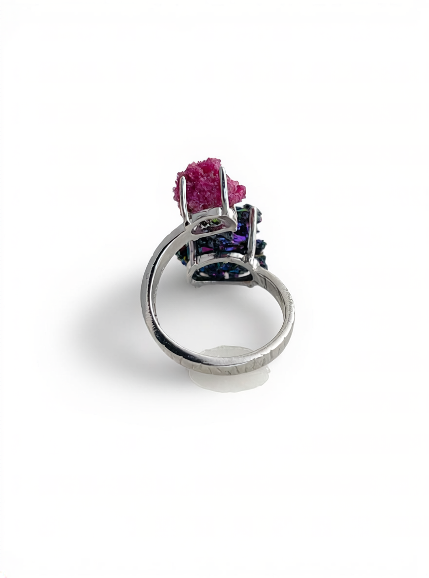 Back view of raw ruby and carborundum ring