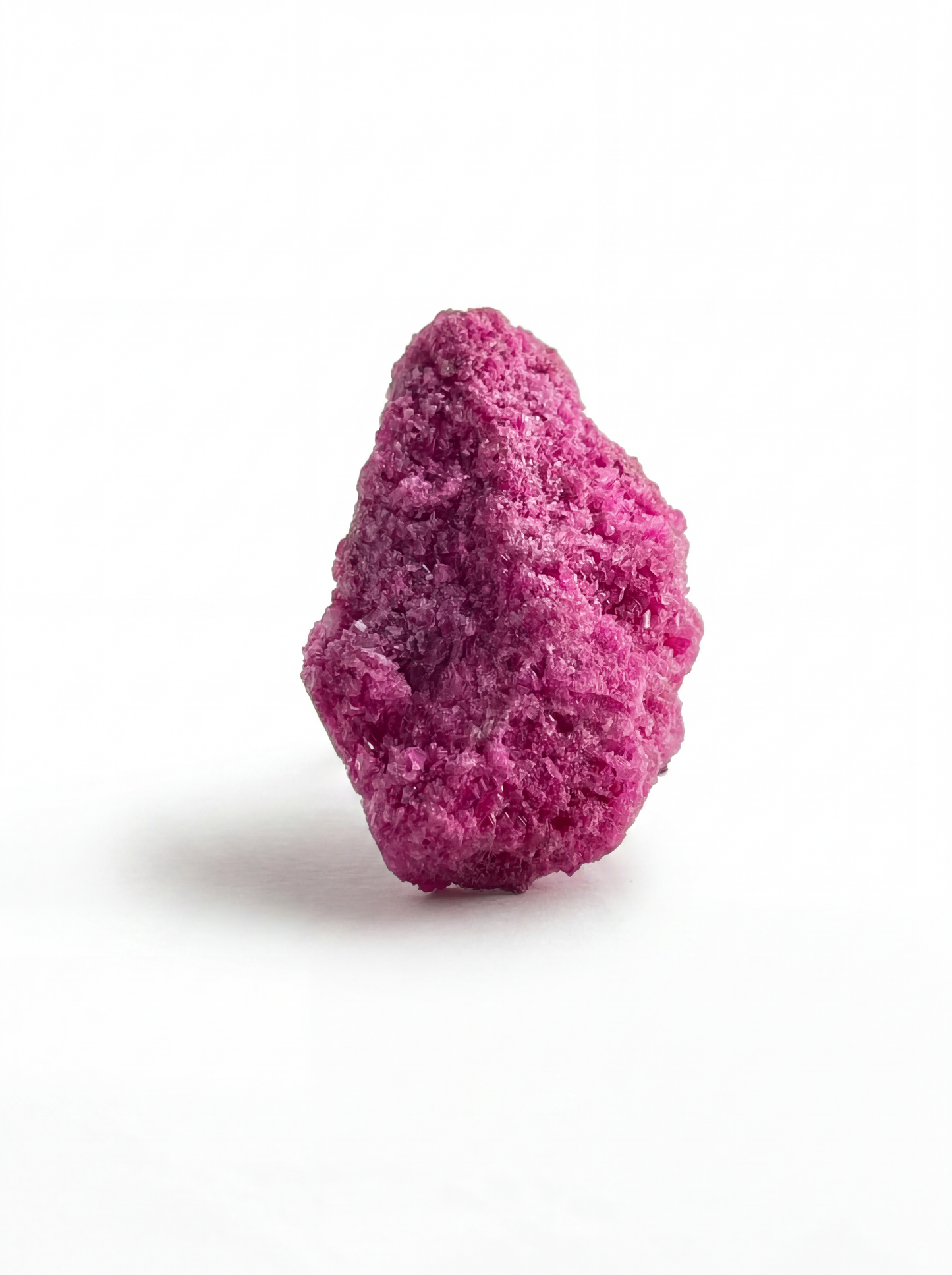 Raw Ruby Red Corundum mineral specimen ring with silver-tone band, front view