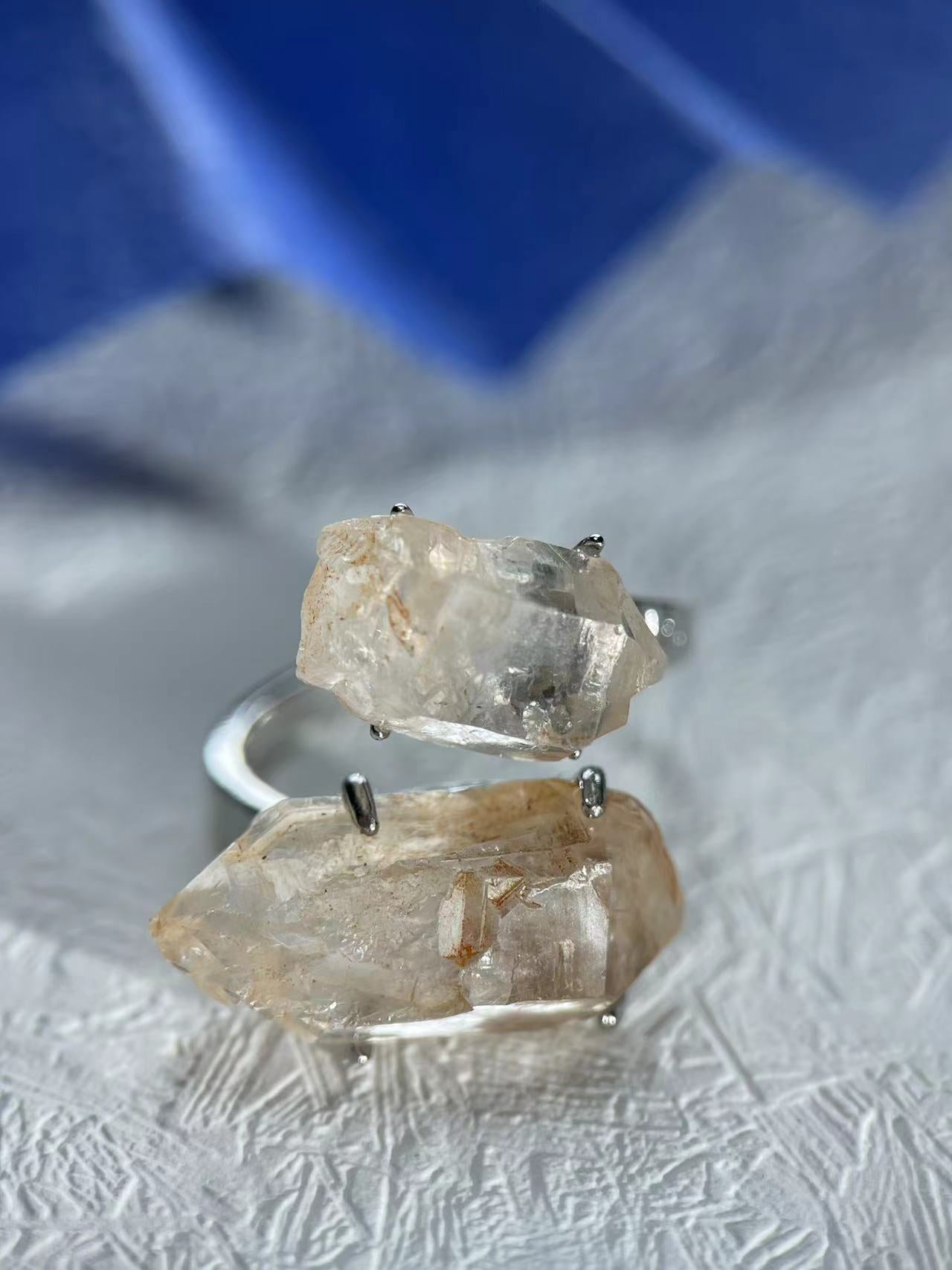 Double Red Clay Petroleum Quartz Ring