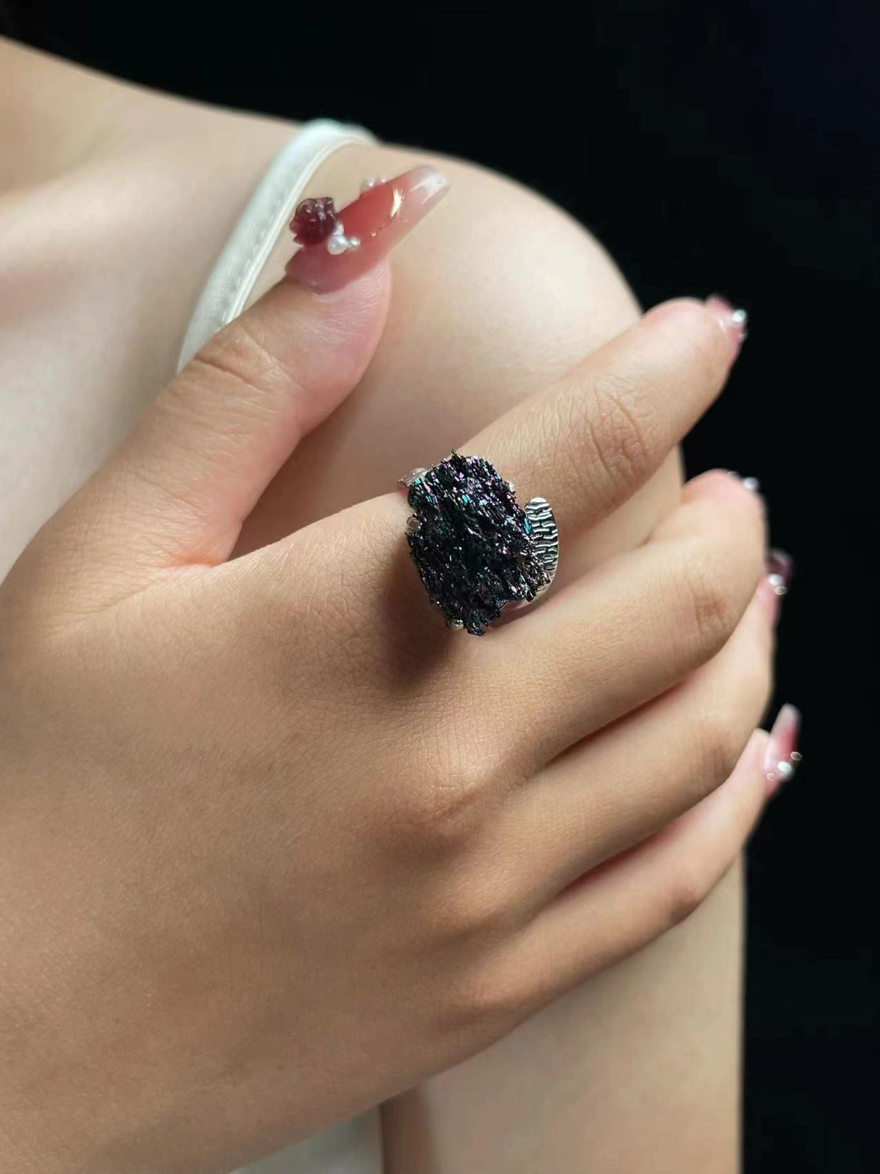 Peacock Ore (Single Crystal) ring