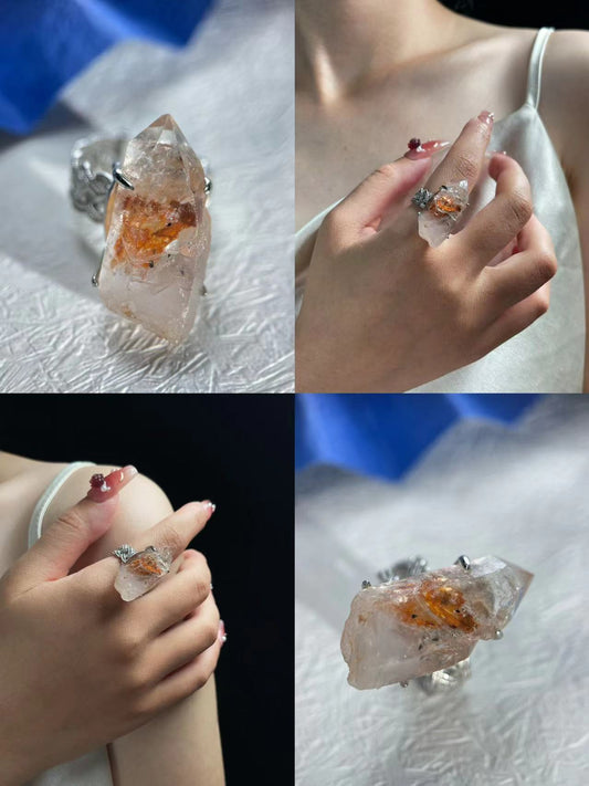 Double Red Clay Petroleum Quartz Ring