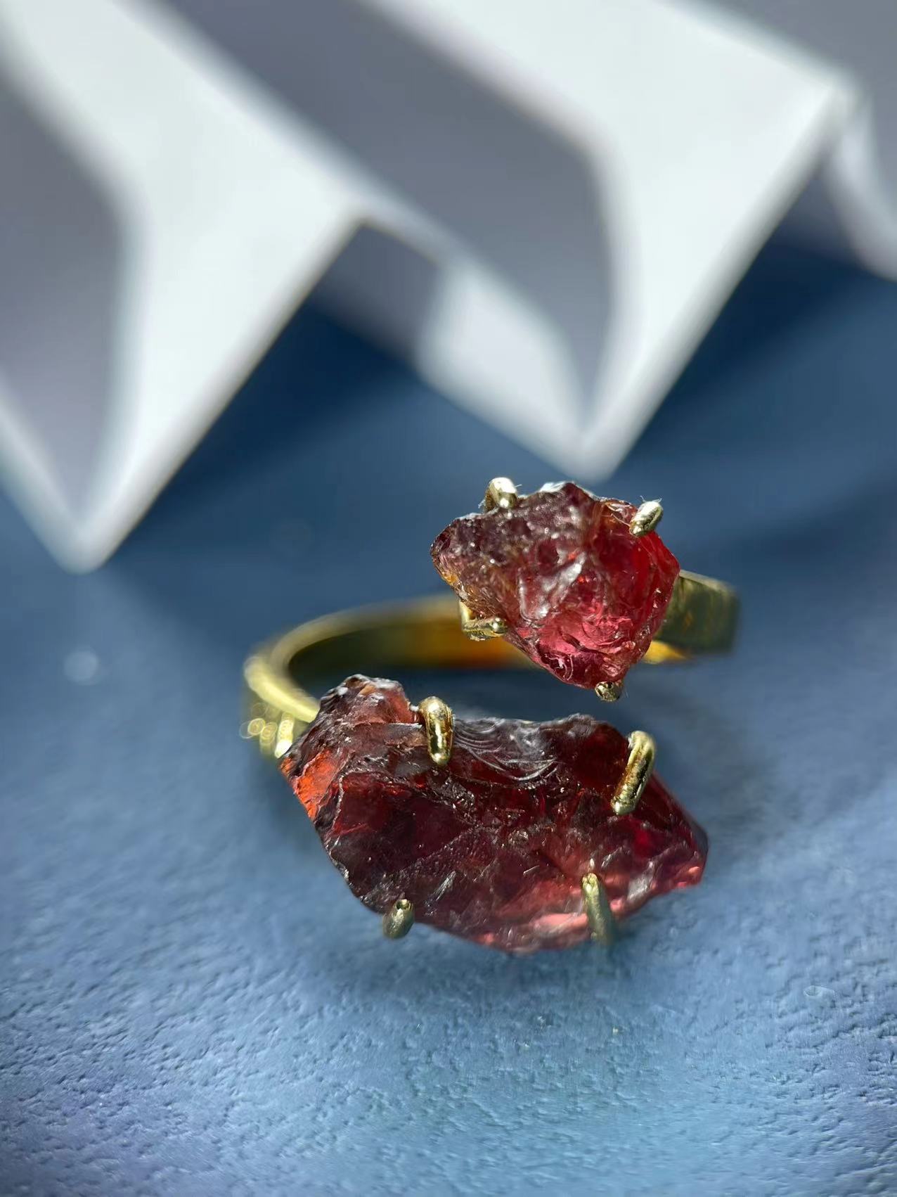 Garnet Cluster Twin Ring