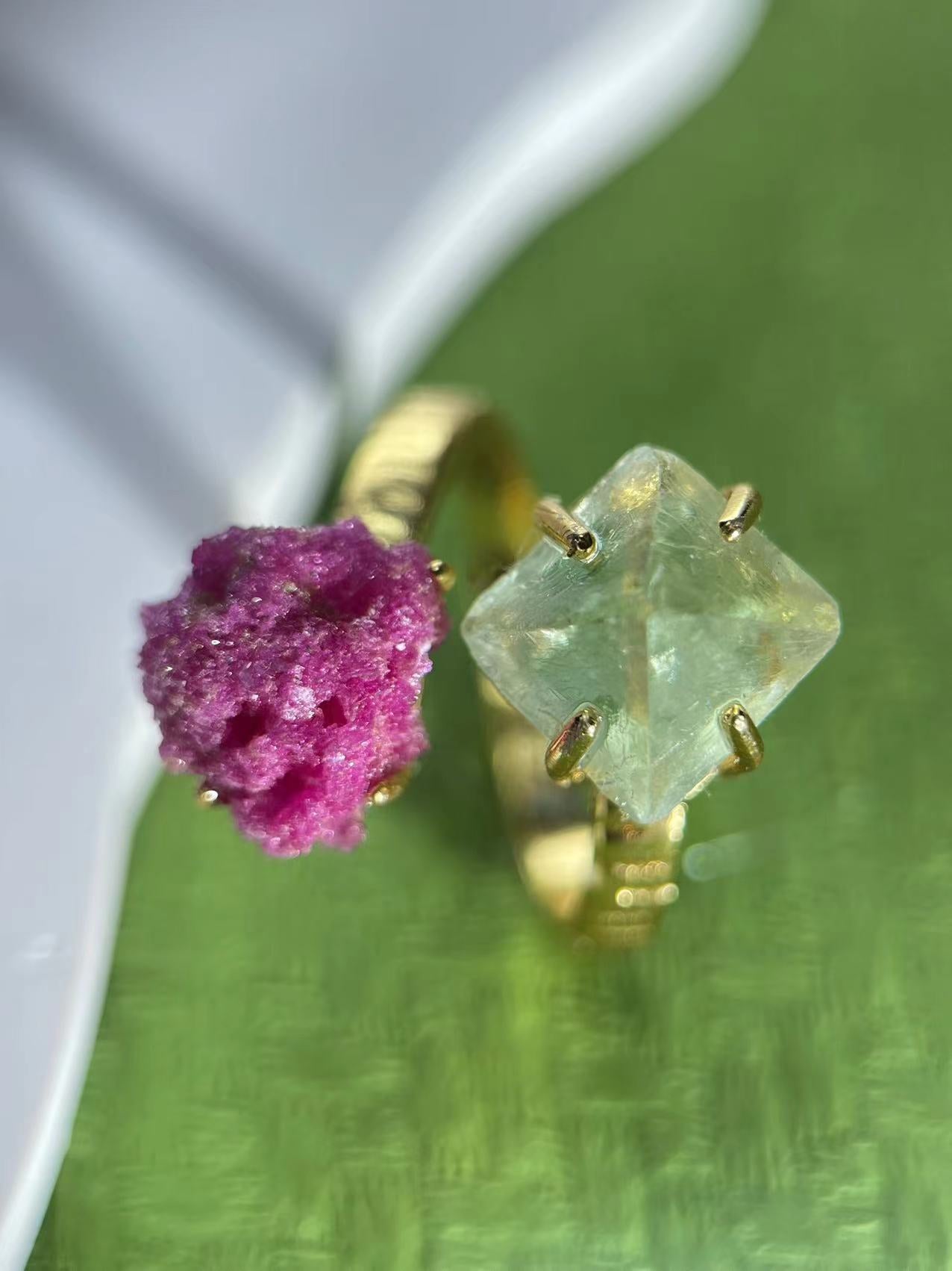 Rubellite with Green Fluorite Ring