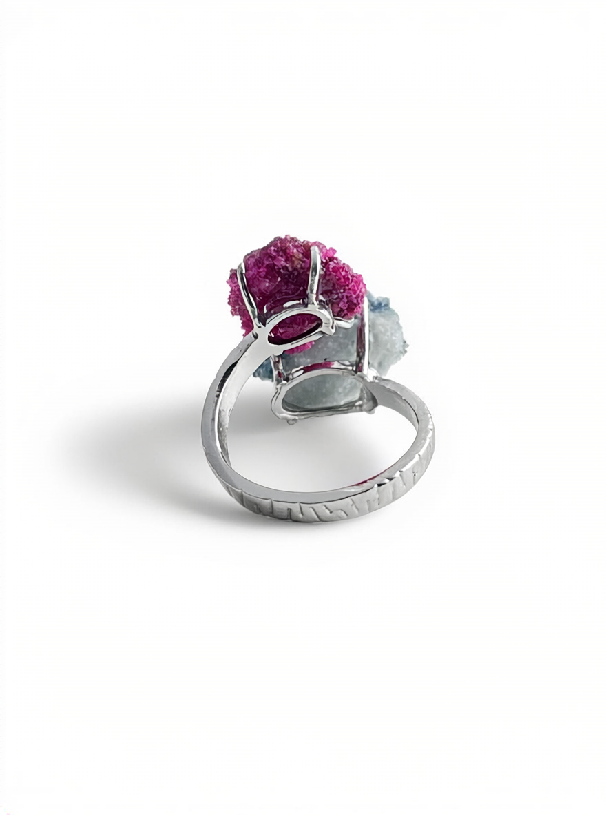 Ruby and Sapphire Mineral Specimen Ring, back view