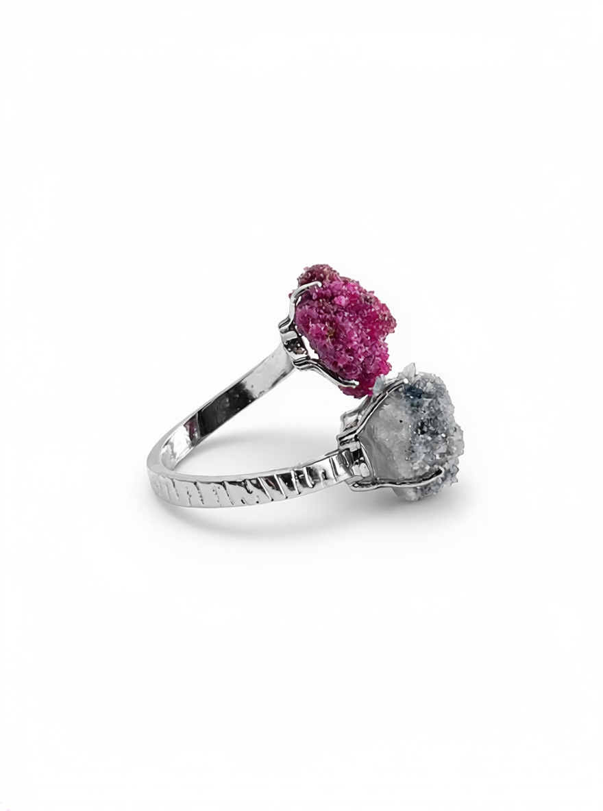 Ruby and Sapphire Mineral Specimen Ring, side view