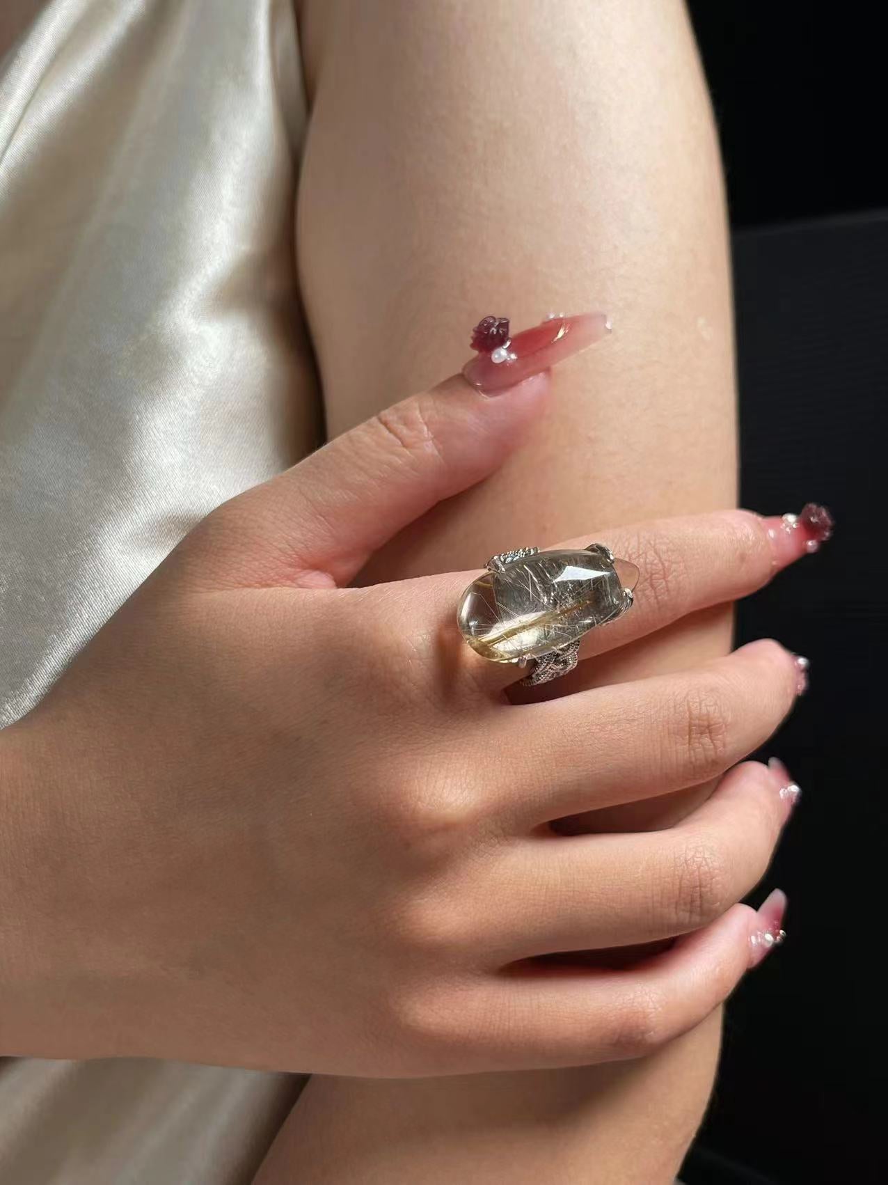 Golden Rutilated Quartz Ring