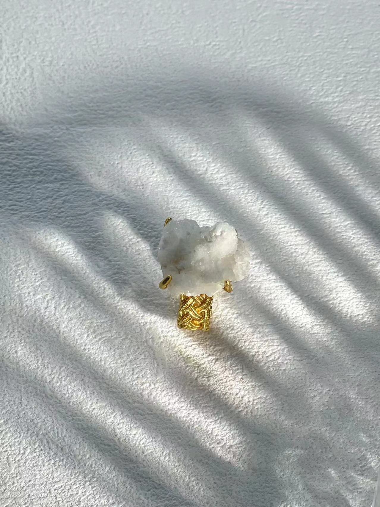 Raw Selenite Crystal Ring