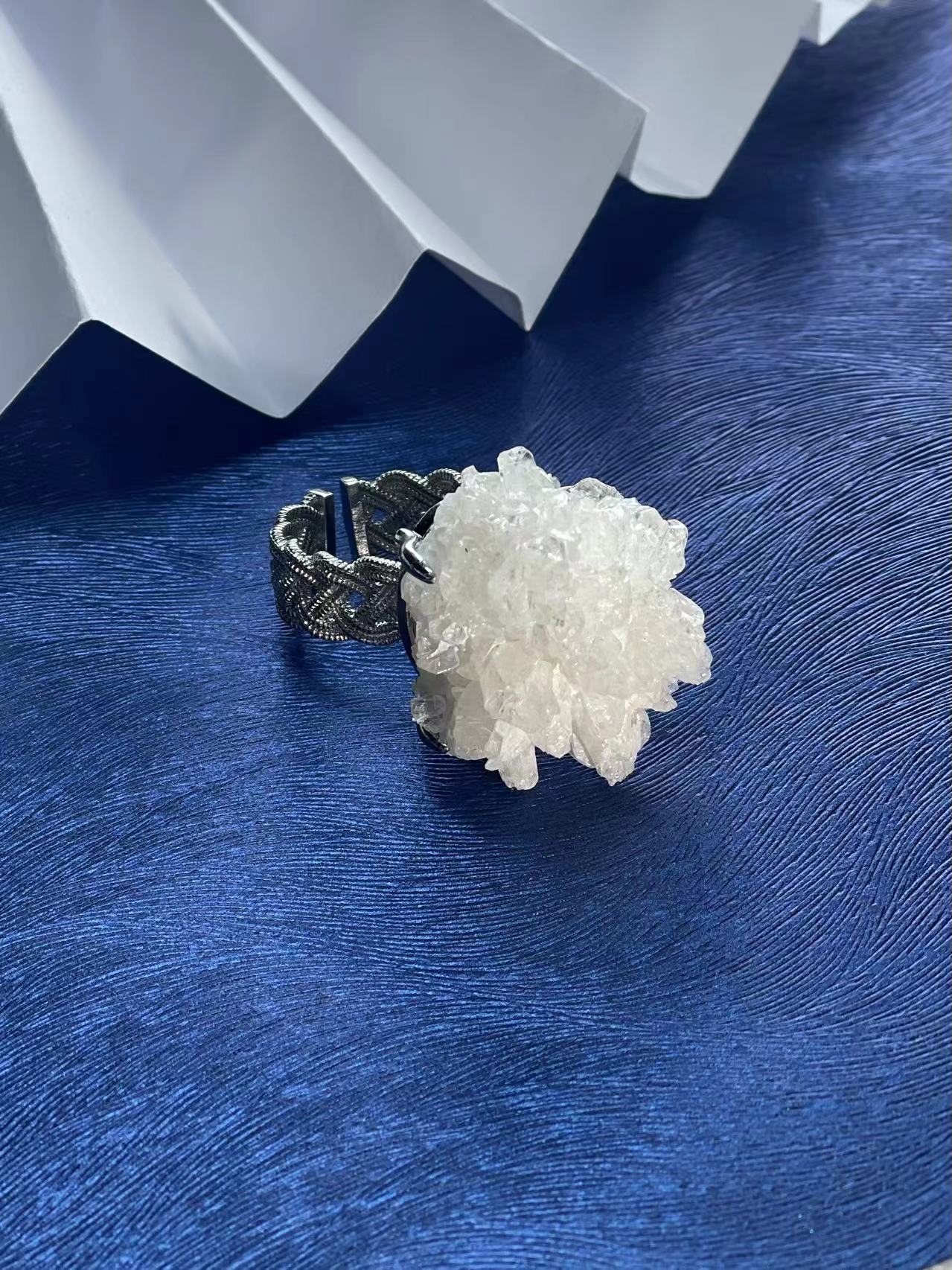Raw Selenite Crystal Ring