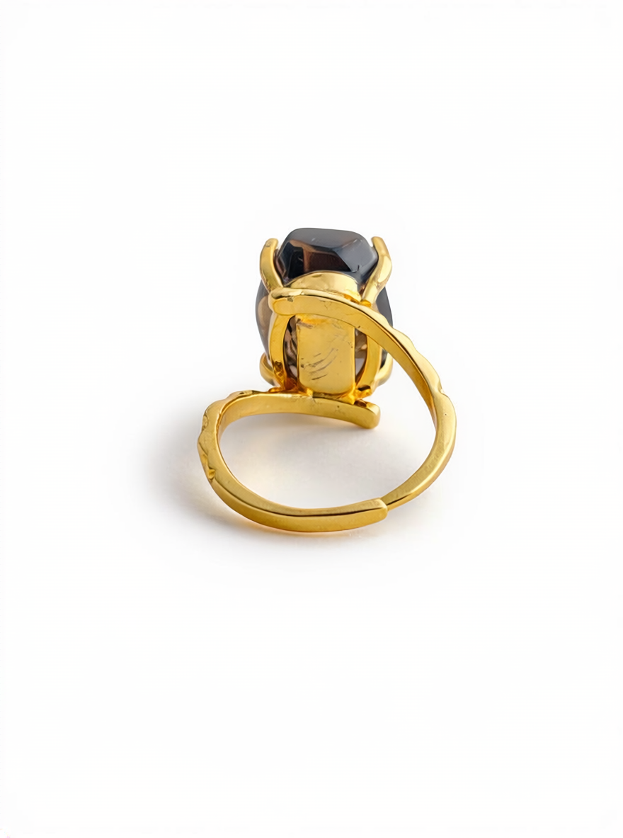 Smoky Quartz Freeform Ring, back view