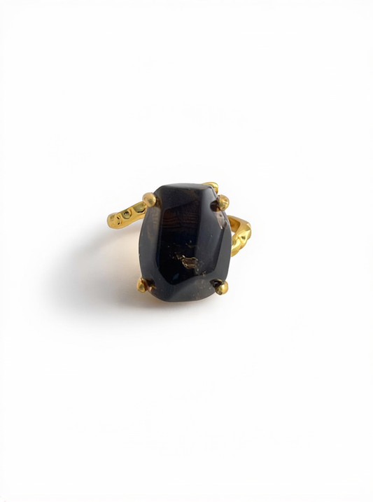 Smoky Quartz Freeform Ring, front view