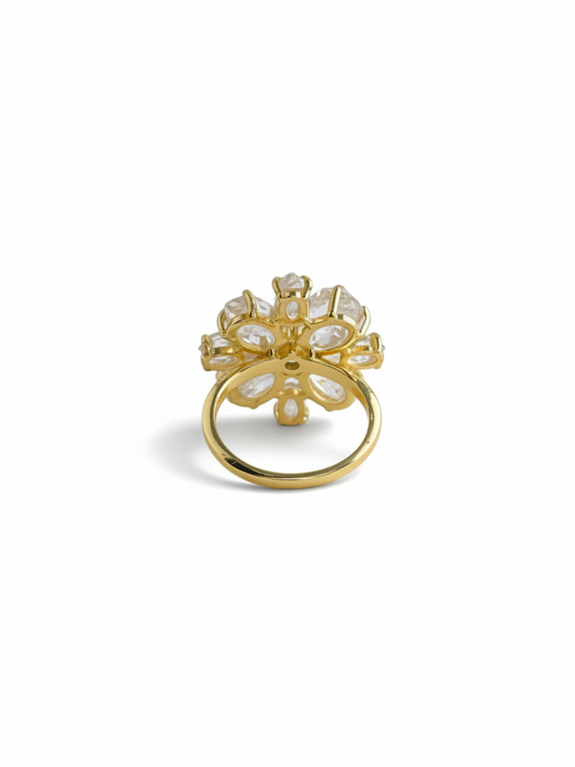Back view of adjustable Snowfall Herkimer Diamond Quartz ring