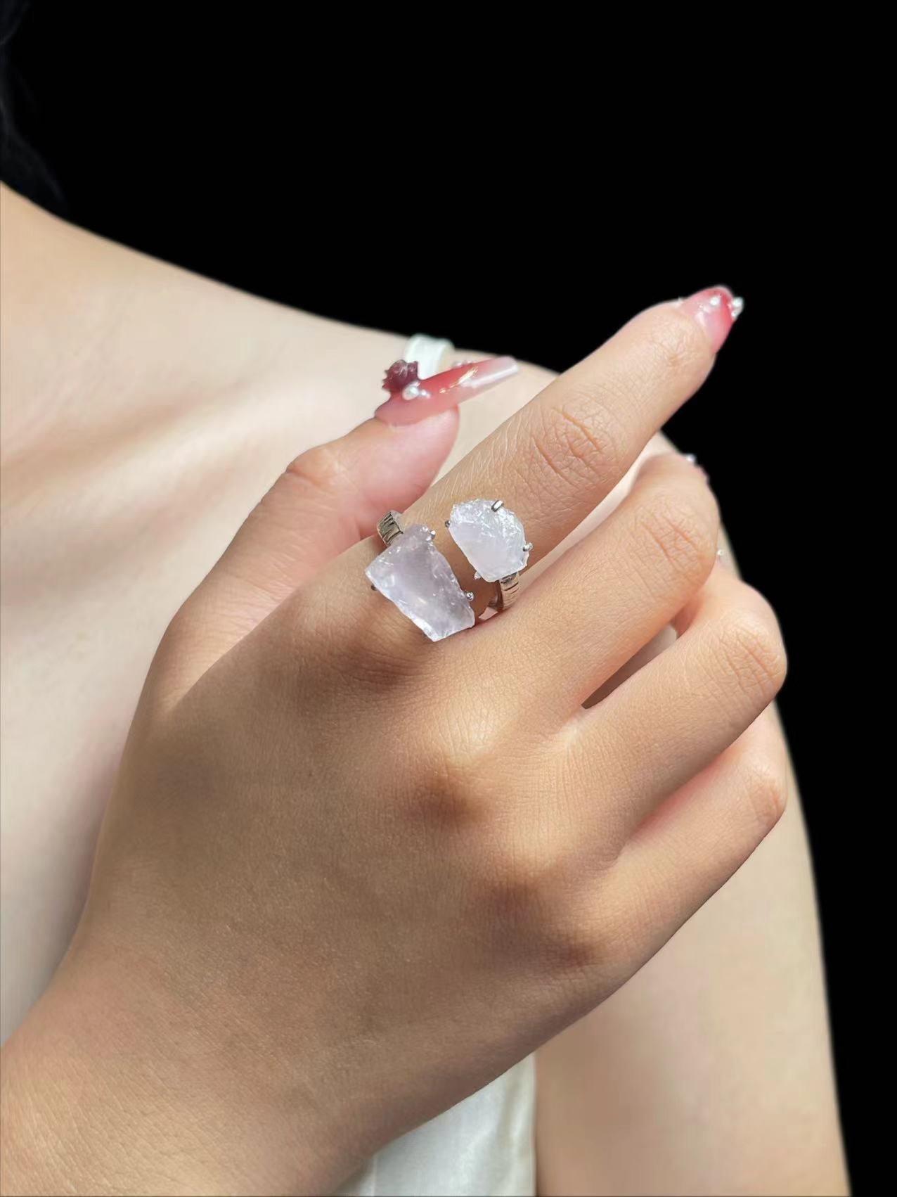 Dual Pink Calcite Rose Ring