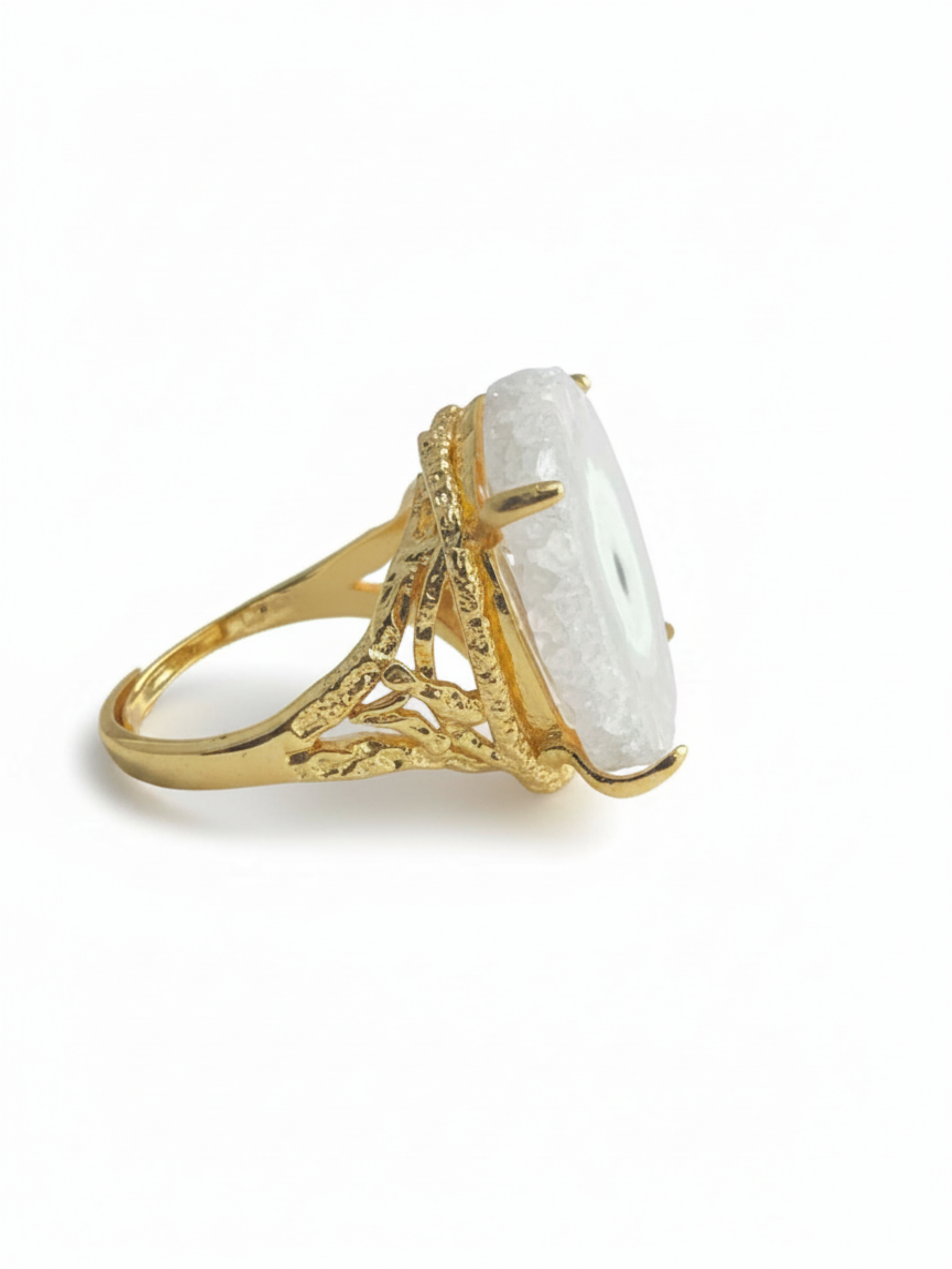 side view solar quartz slice ring