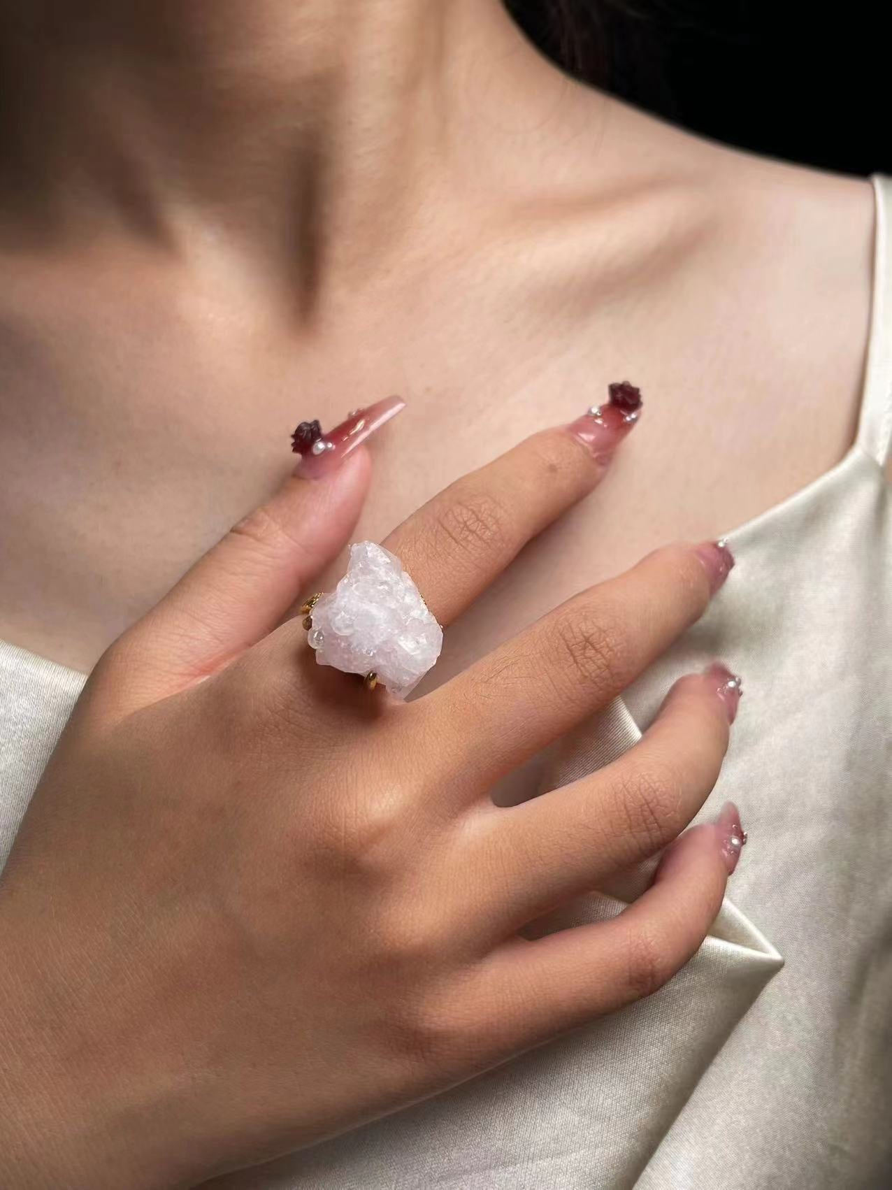 Raw Strawberry Quartz Ring