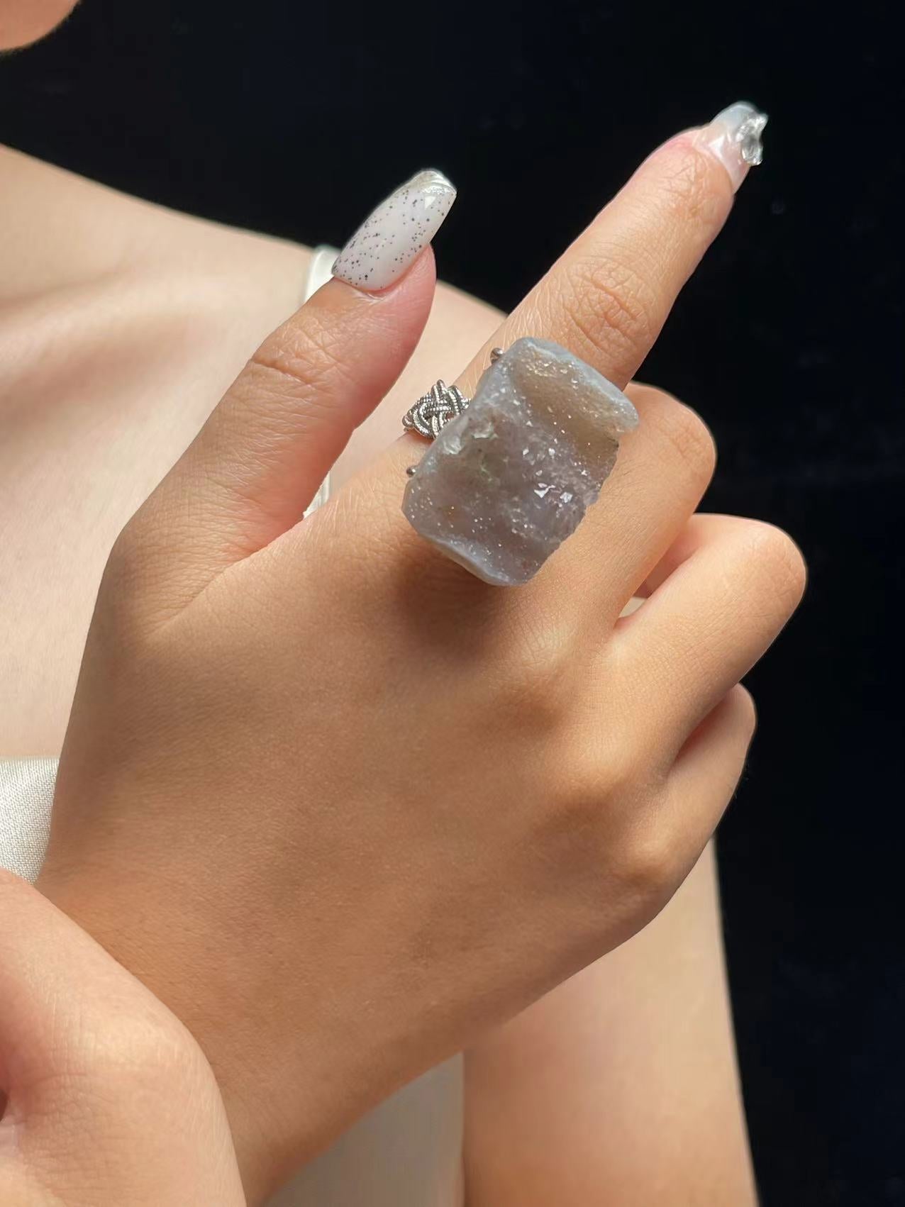 Rectangular Sugar Quartz Ring