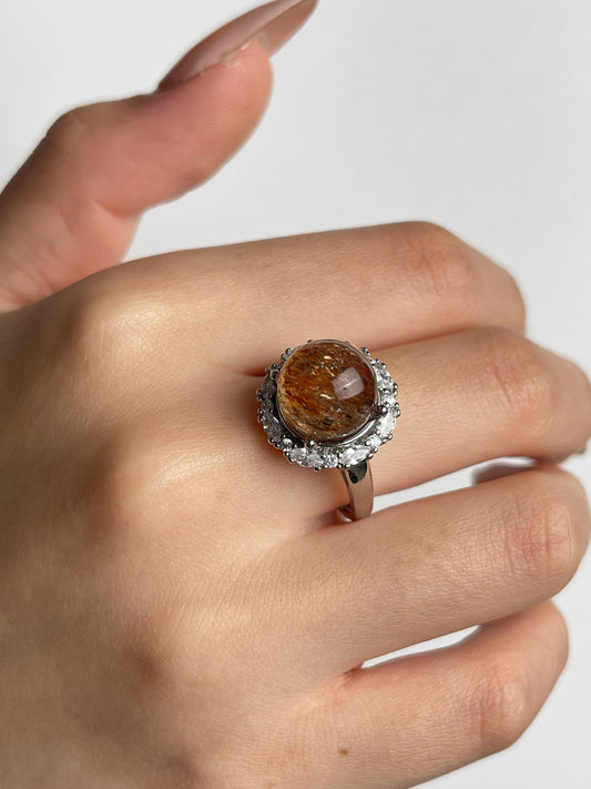 close up look super seven quartz sphere ring