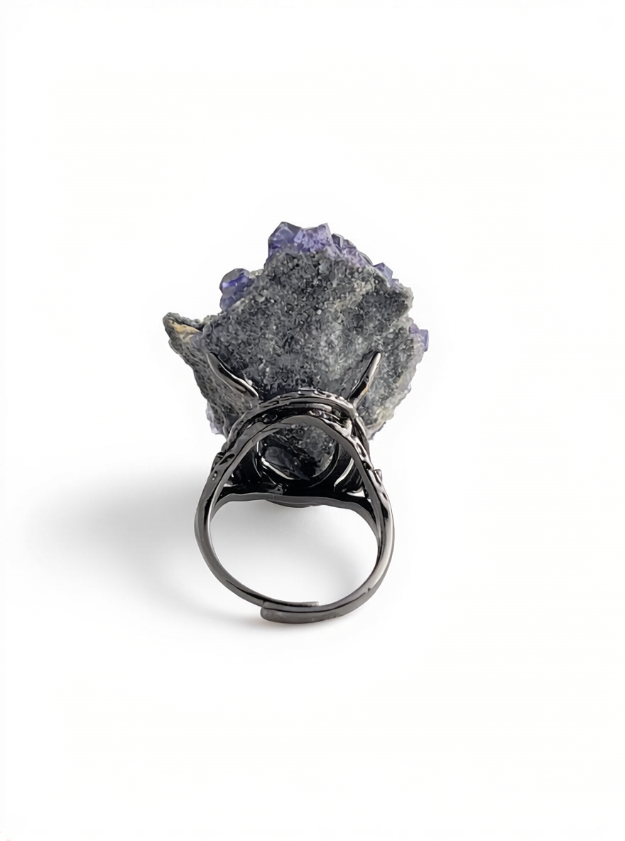 Back view of tanzanite fluorite ring