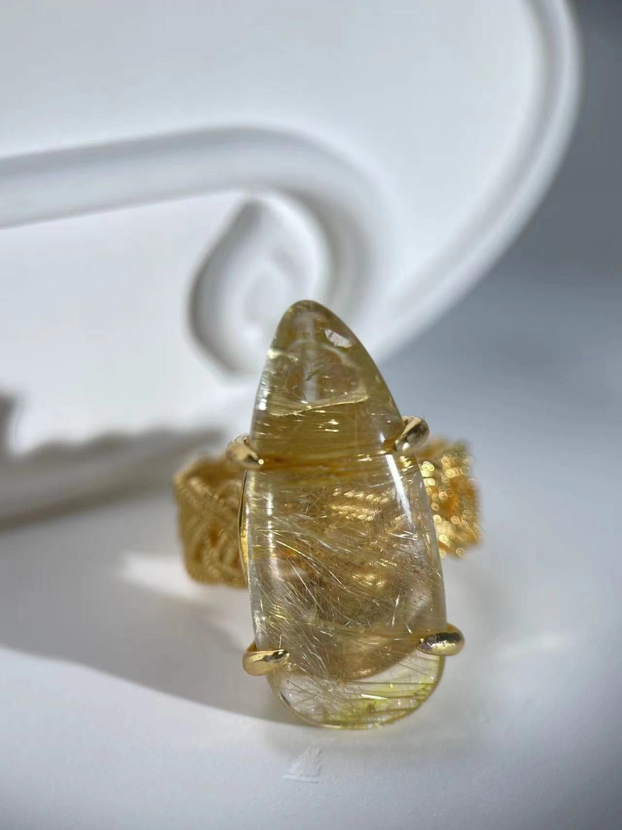 Golden Rutilated Quartz Ring