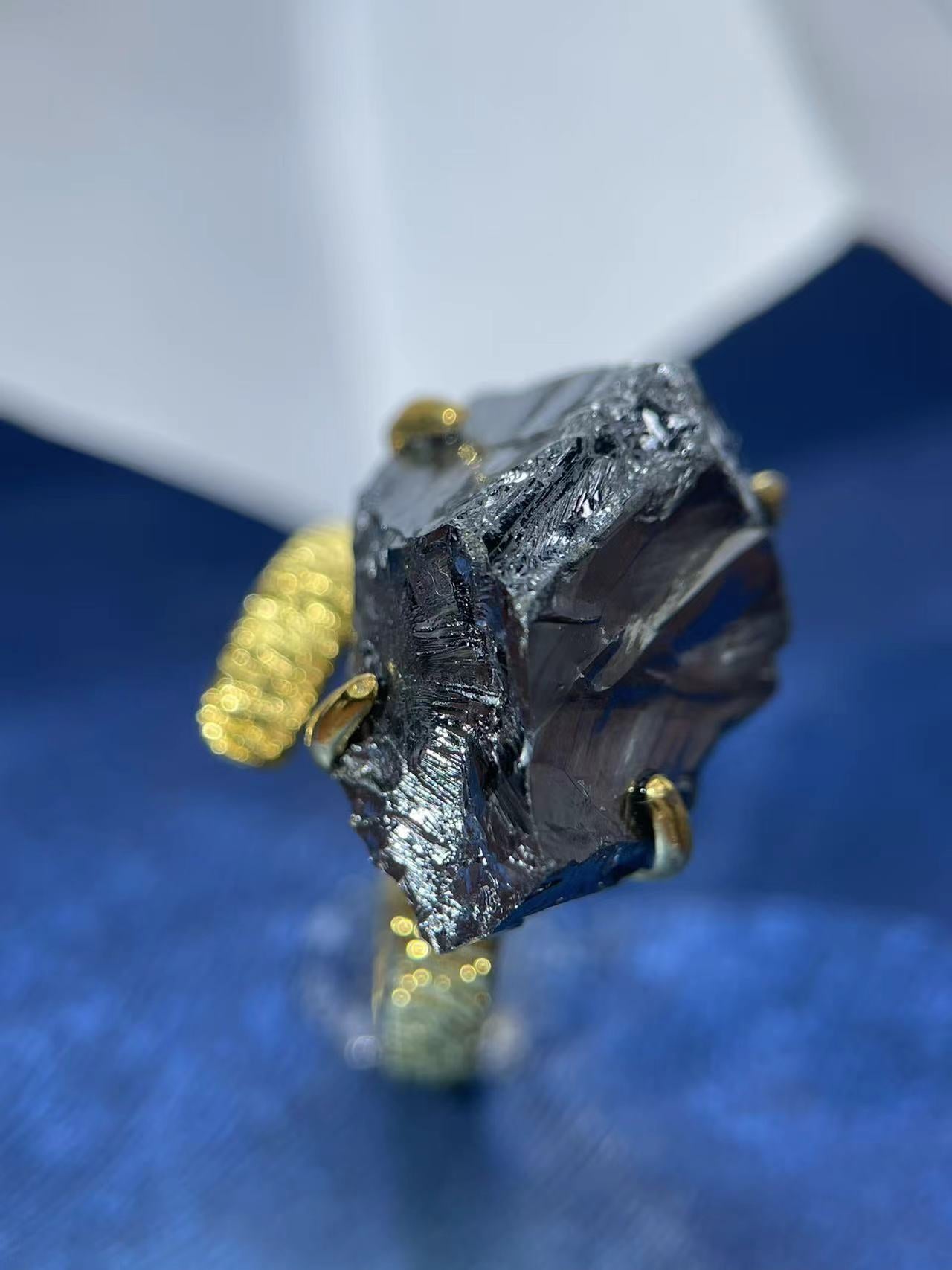 Terahertz Stone Raw Crystal Ring