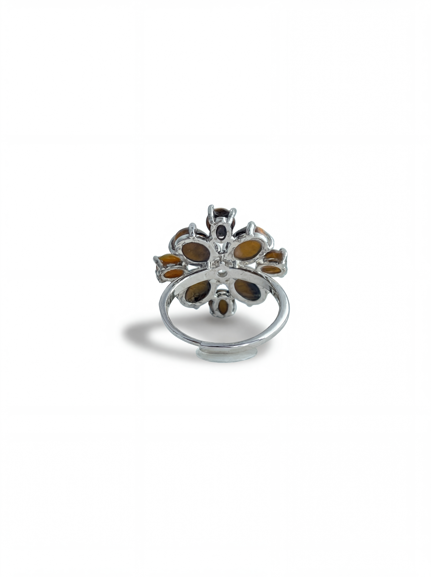 Back view of adjustable tiger’s eye cabochon ring