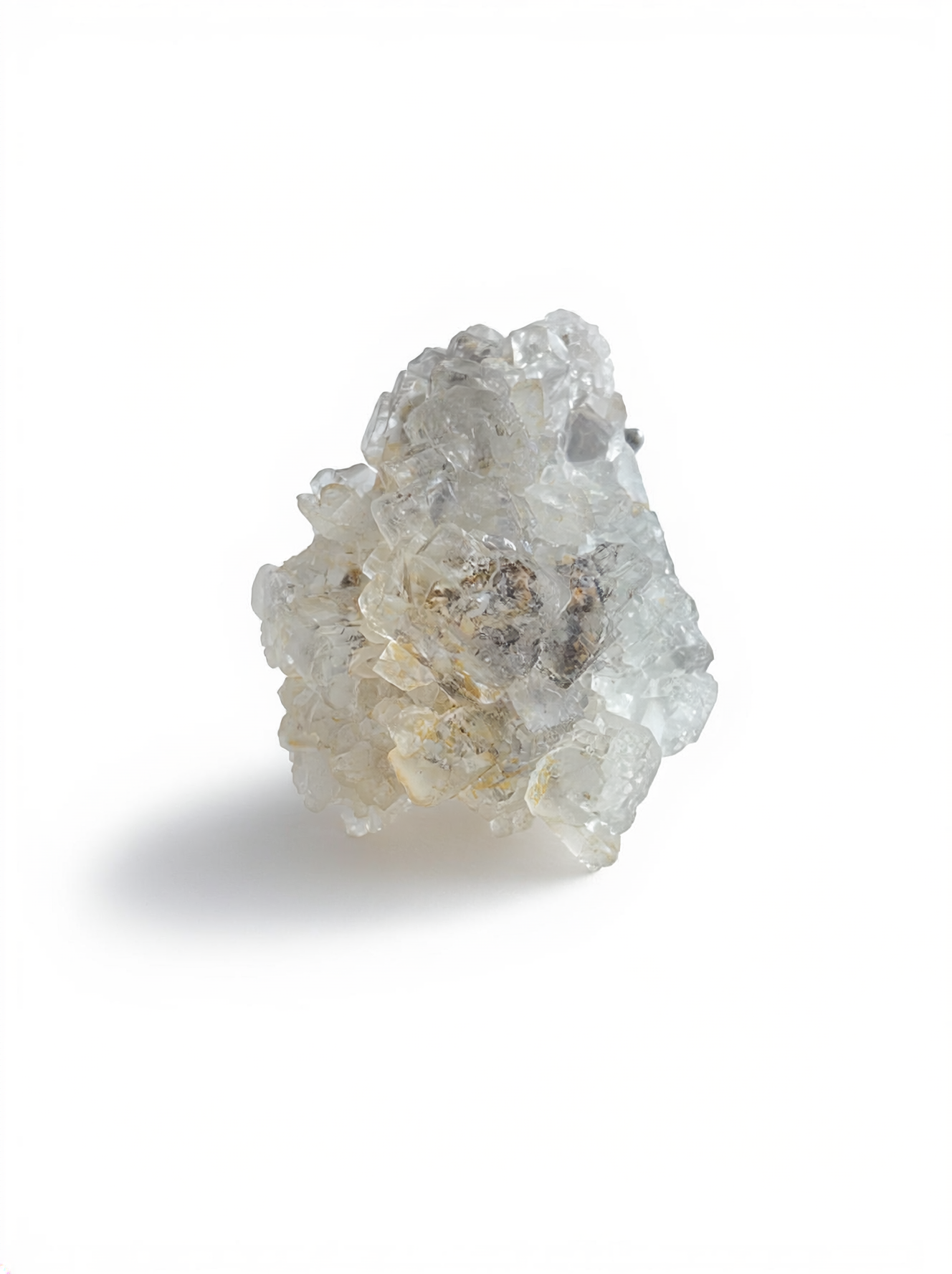 Translucent Green Fluorite Crystal Cluster Ring front view with natural icy crystal texture