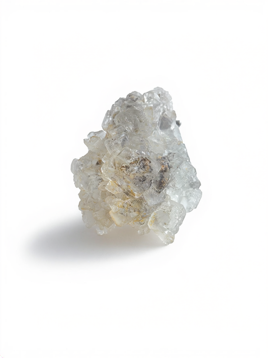Translucent Green Fluorite Crystal Cluster Ring front view with natural icy crystal texture